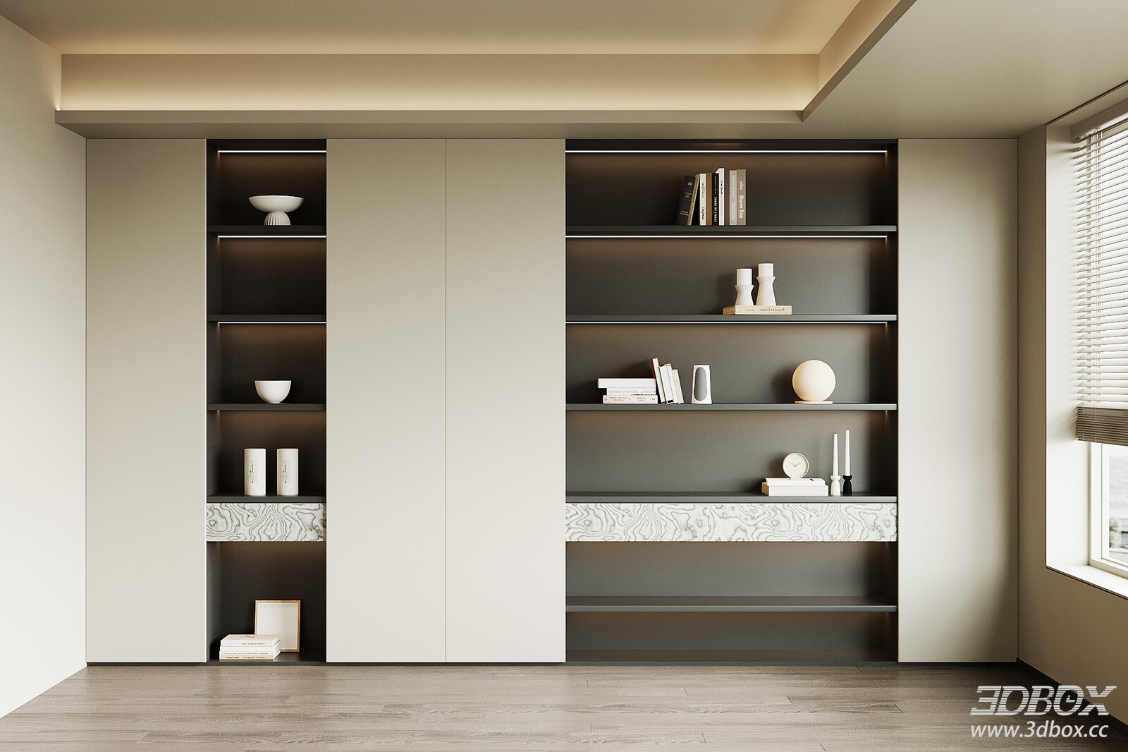 Modern Italian Style Built-in Display Bookshelf Cabinet