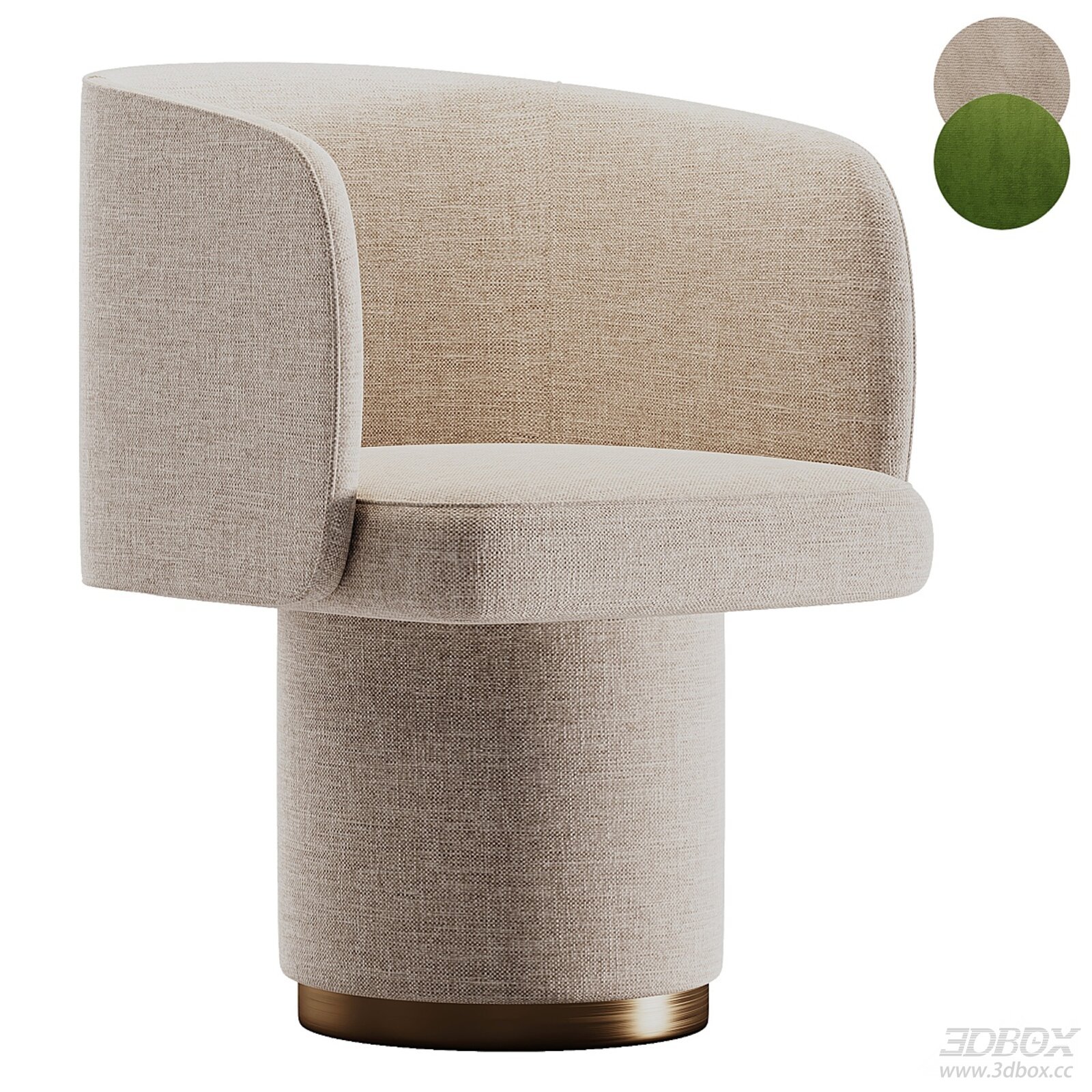 Modern Fabric Upholstered Single Accent Armchair with Brass Base