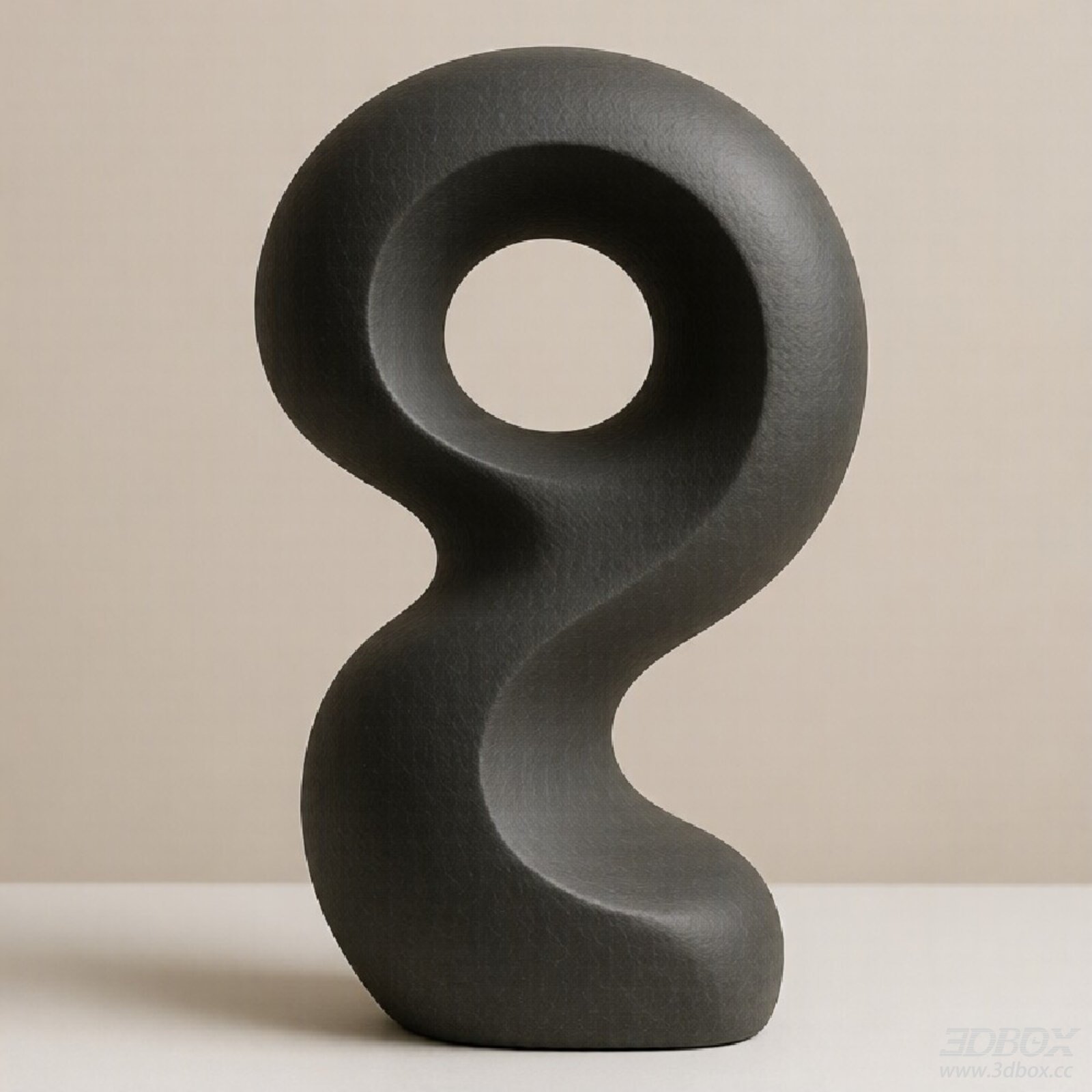 Abstract Wavy Matte Dark Ceramic Decor Sculpture