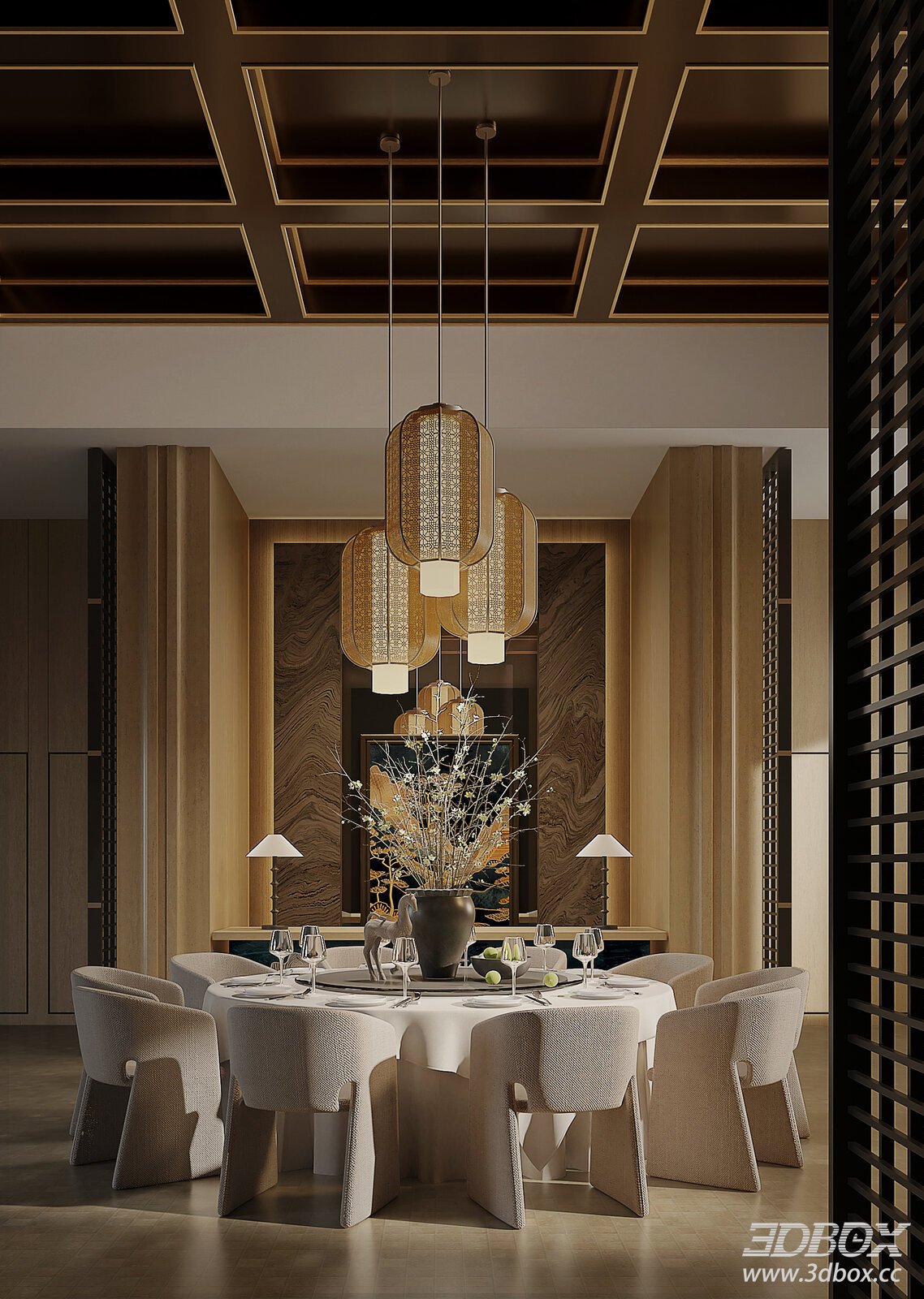 Modern Luxury Private Restaurant Dining Room Scene