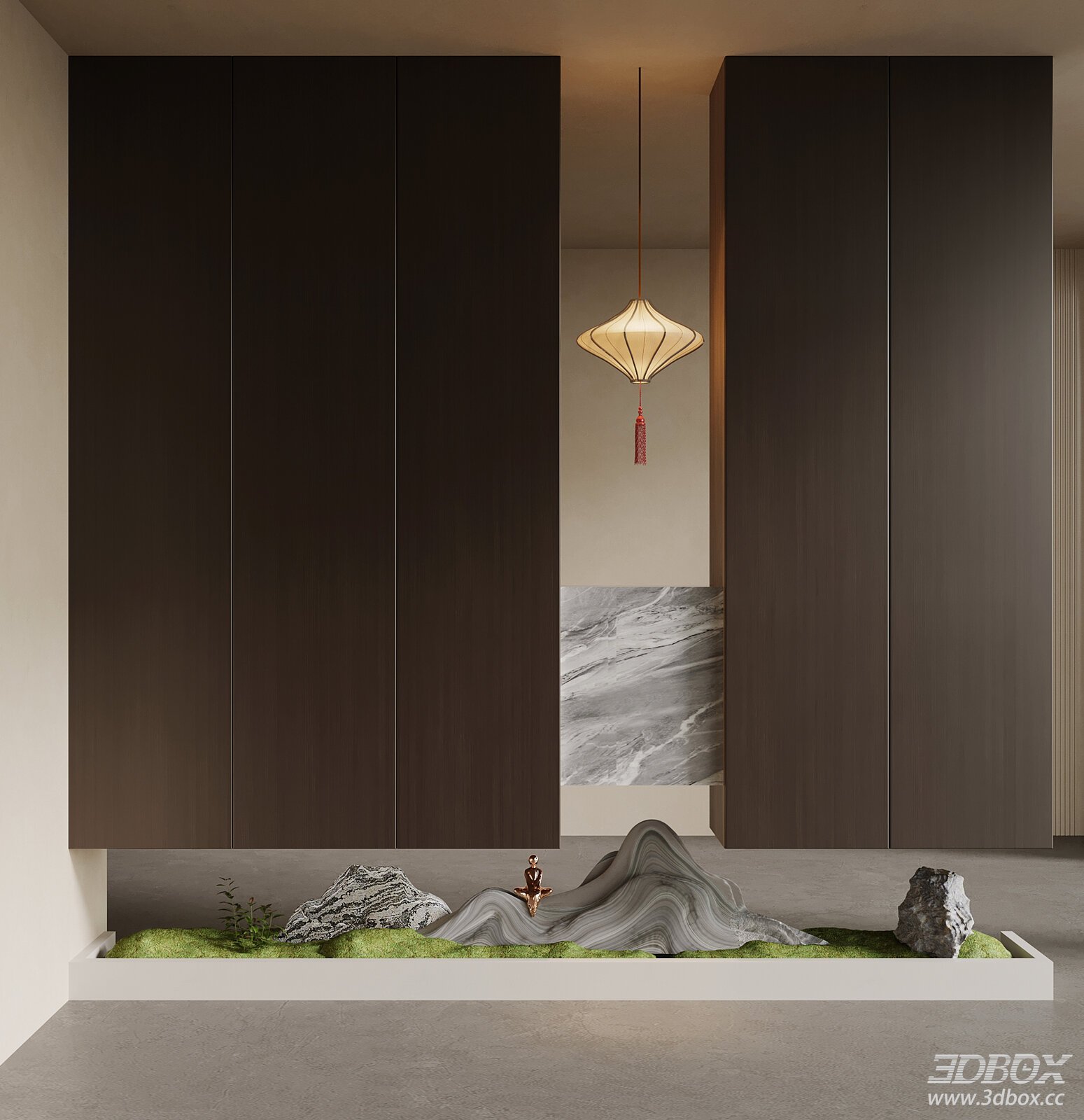 New Chinese Style Entry Hallway Scene with Decor