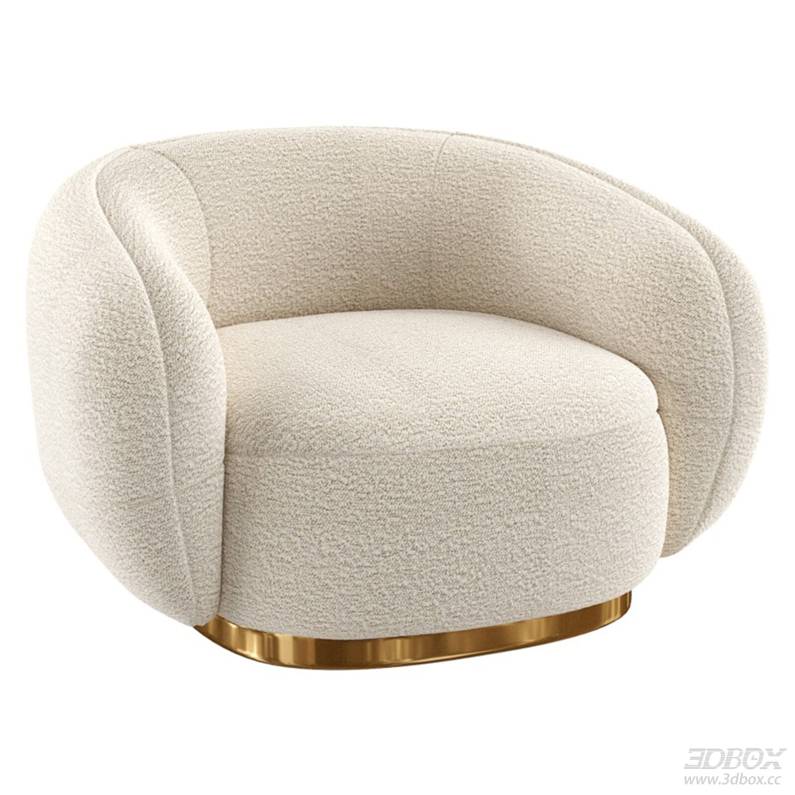 Siena Modern Boucle Single Sofa with Gold Metal Base