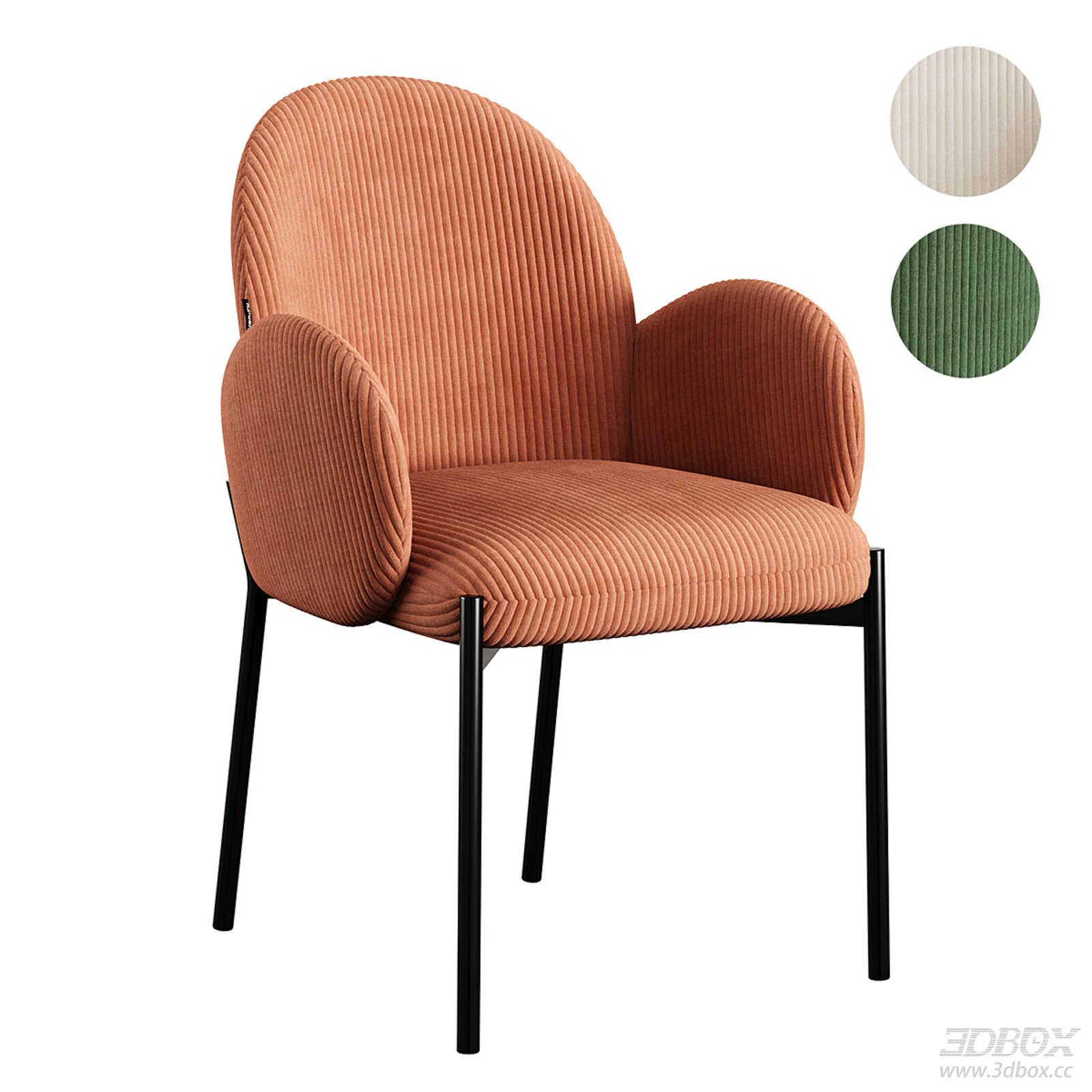 Modern Corduroy Upholstered Armchair with Metal Legs