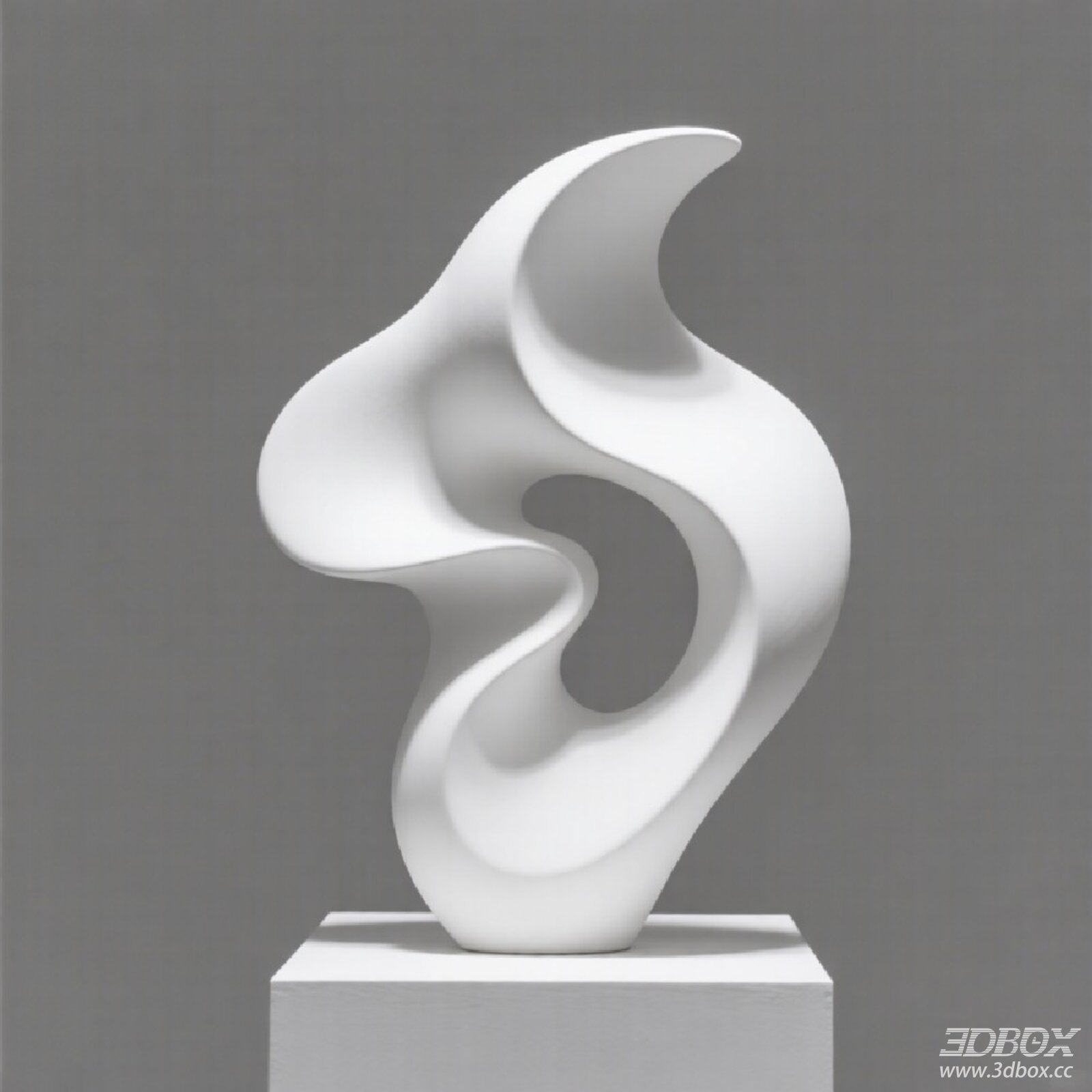 Abstract White Matte Curved Sculpture Decor Ornament