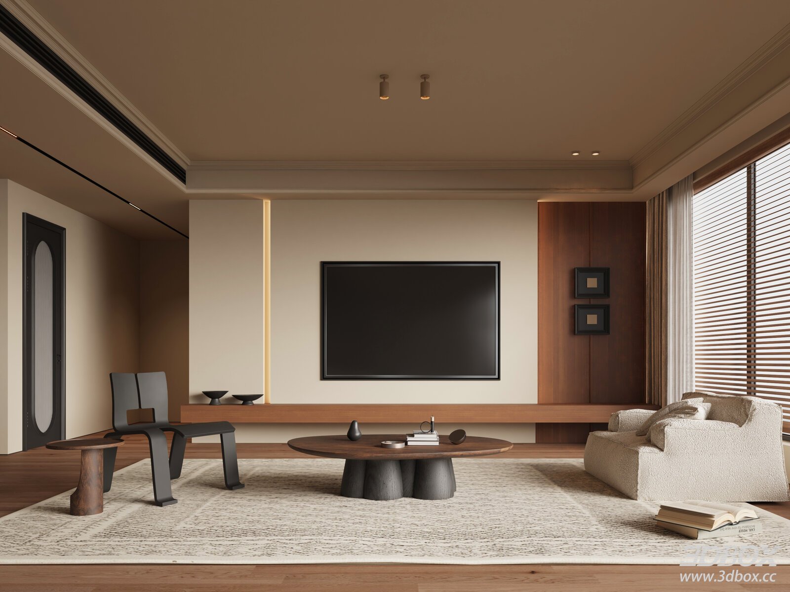 Modern Mid-Century Living Room with TV Background Wall