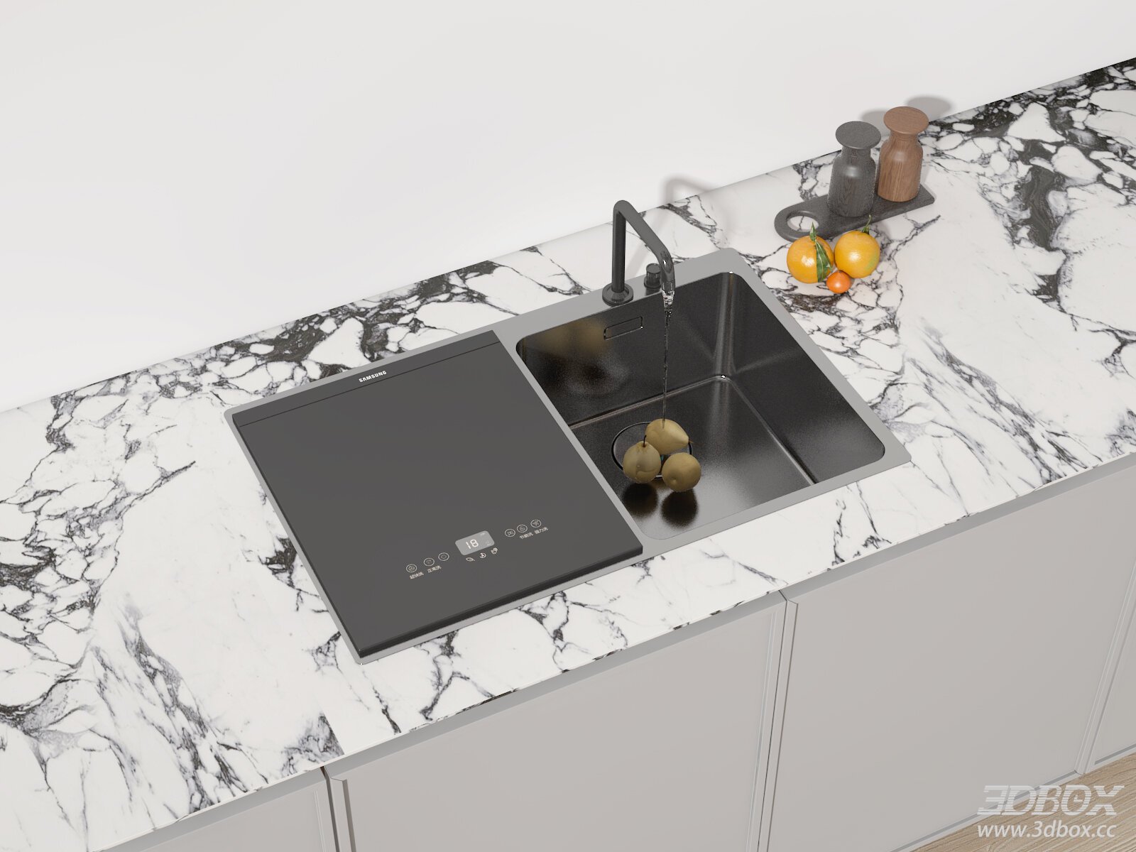 Modern Kitchen Sink with Dishwasher and Faucet