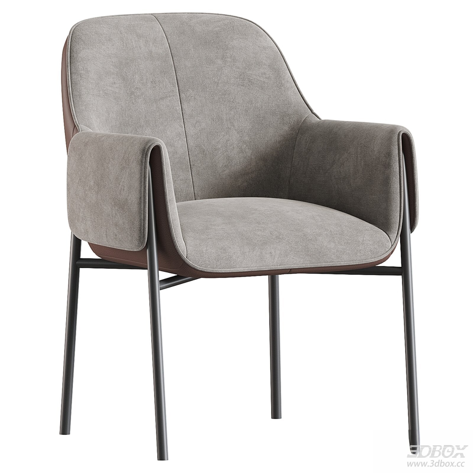 Modern Minotti Style Upholstered Armchair with Metal Legs