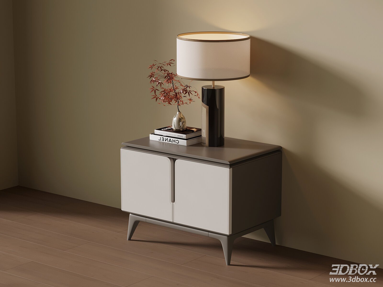 Modern Chinese Style Nightstand Side Table Set