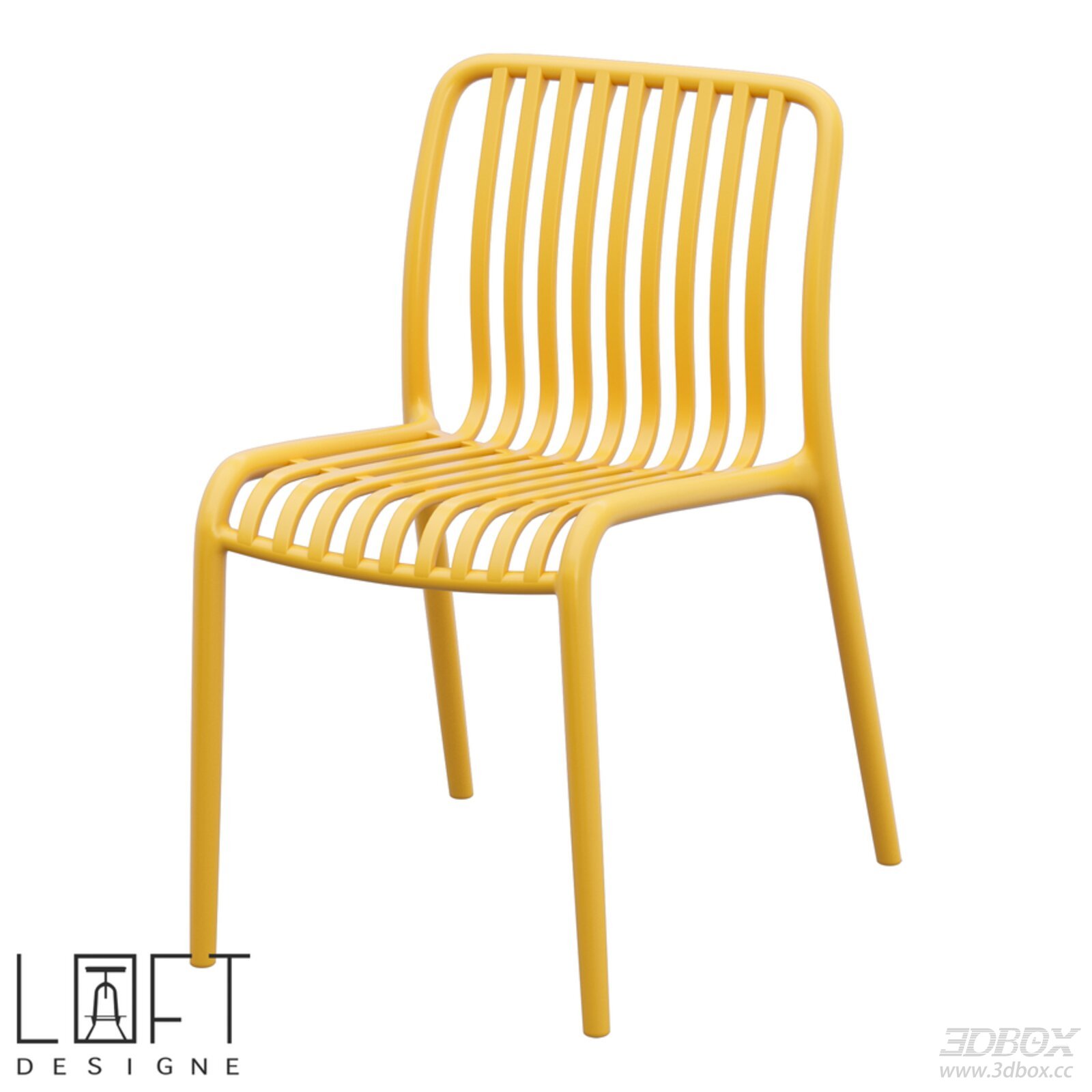 Loft Design Yellow Slatted Plastic Dining Chair