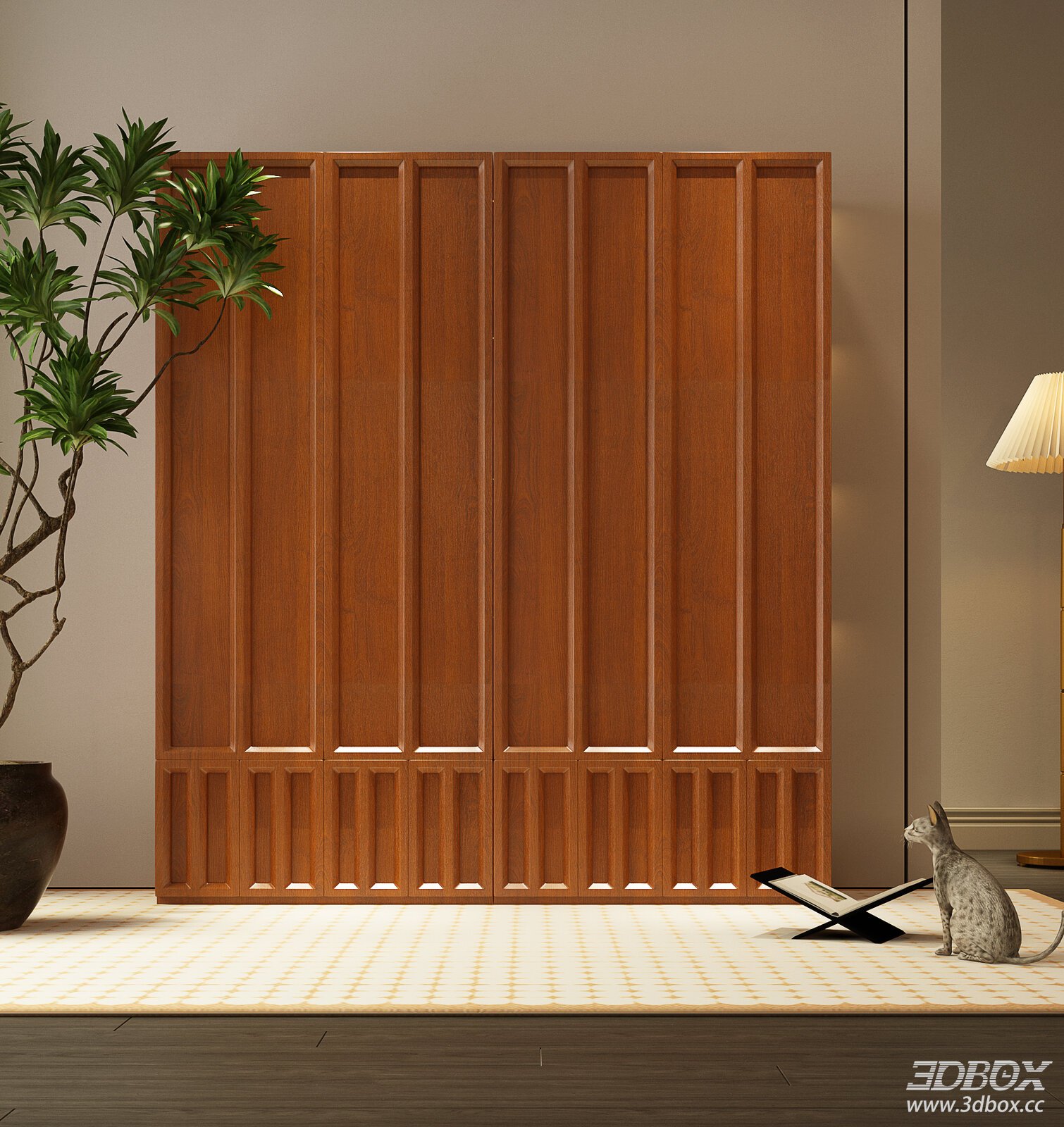 Mid Century Modern Solid Wood Wardrobe