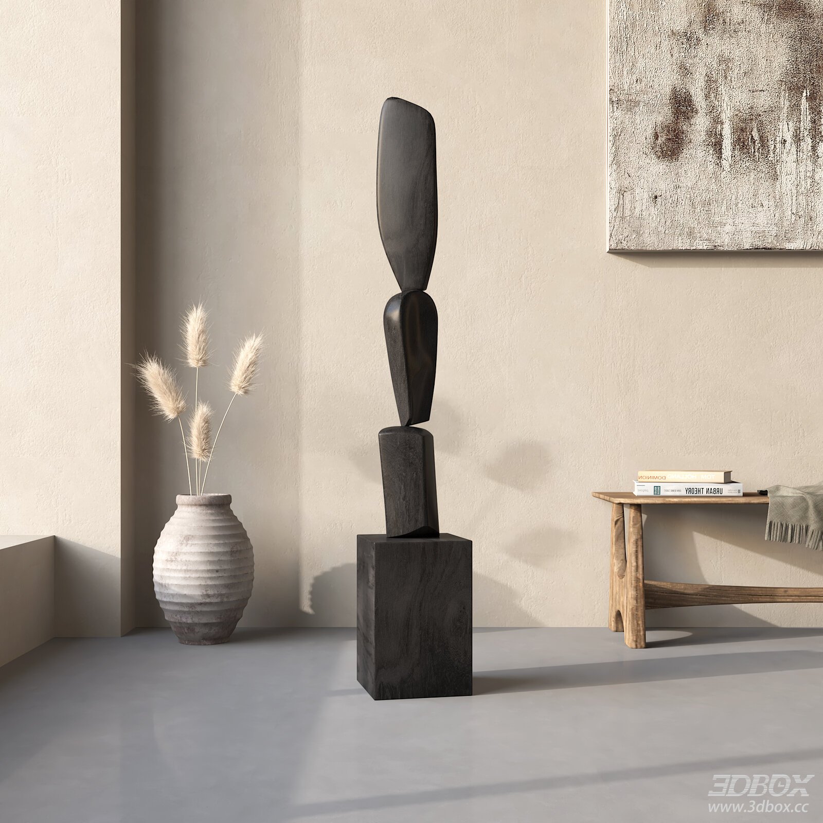 Modern Abstract Wooden Floor Standing Sculpture