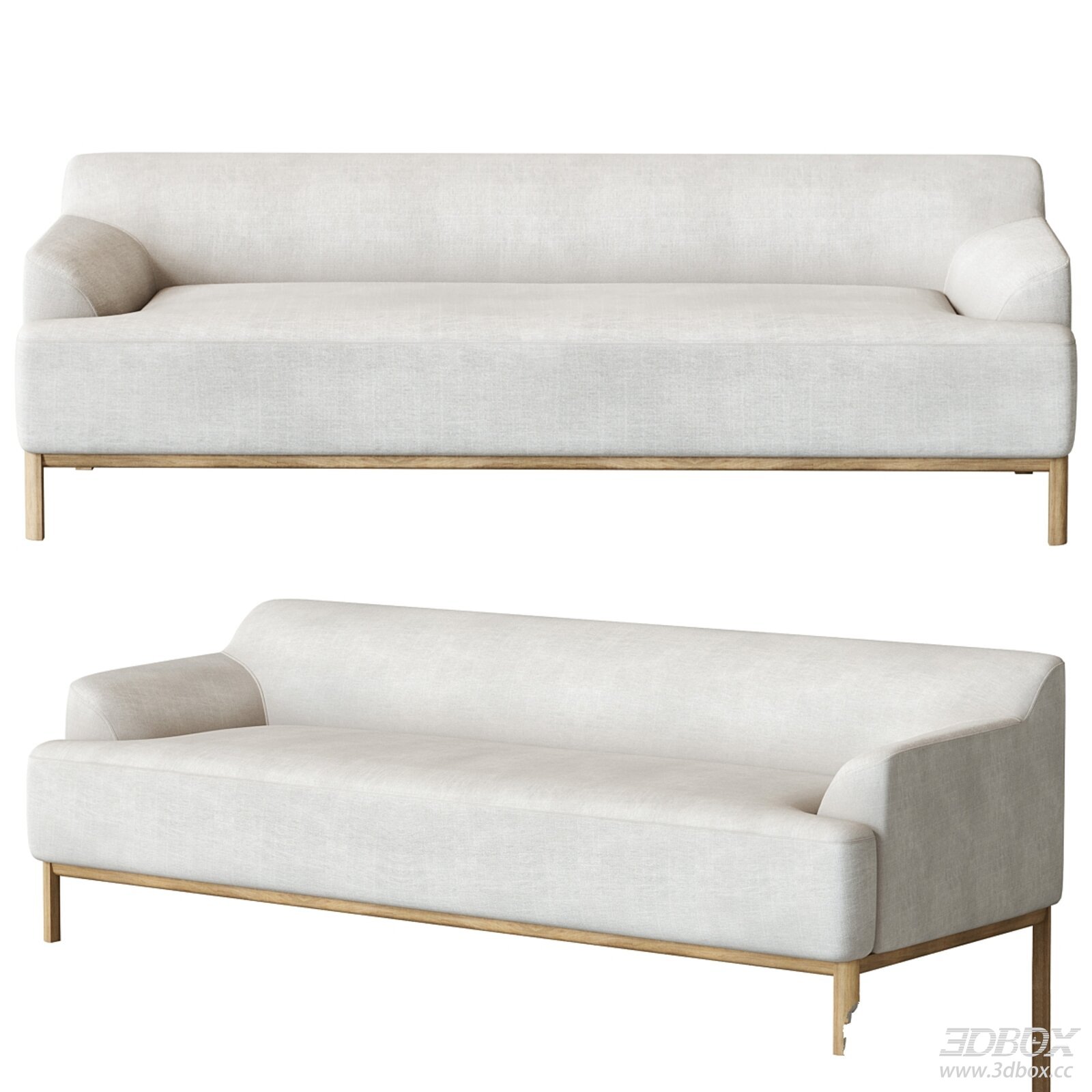 Modern 3-seater Fabric Sofa with Wooden Legs