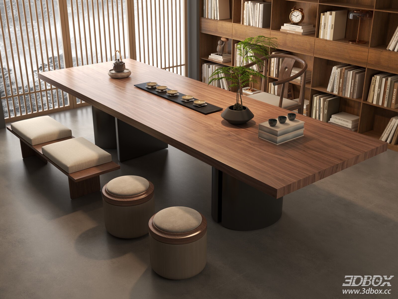 New Chinese Style Zen Tea Room Wooden Tea Table Set