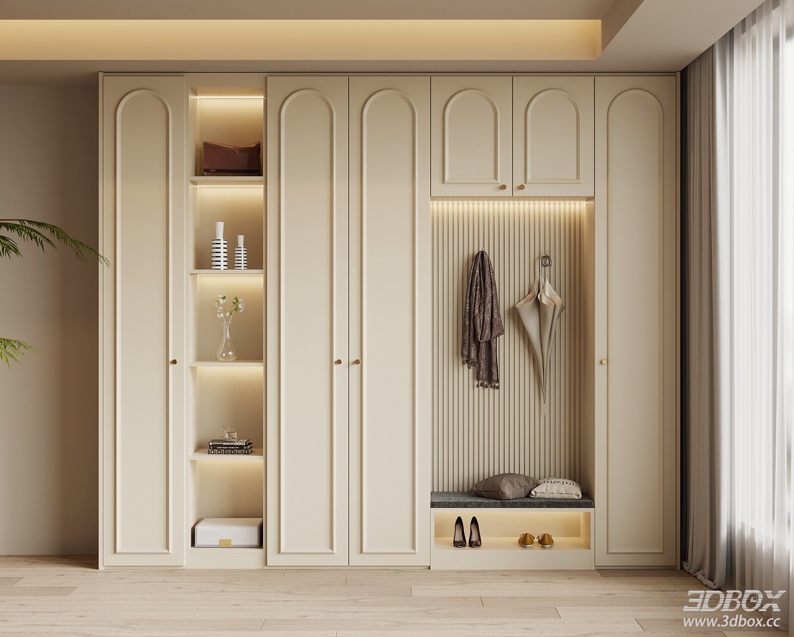 French Cream Style Entryway Hallway Shoe Cabinet