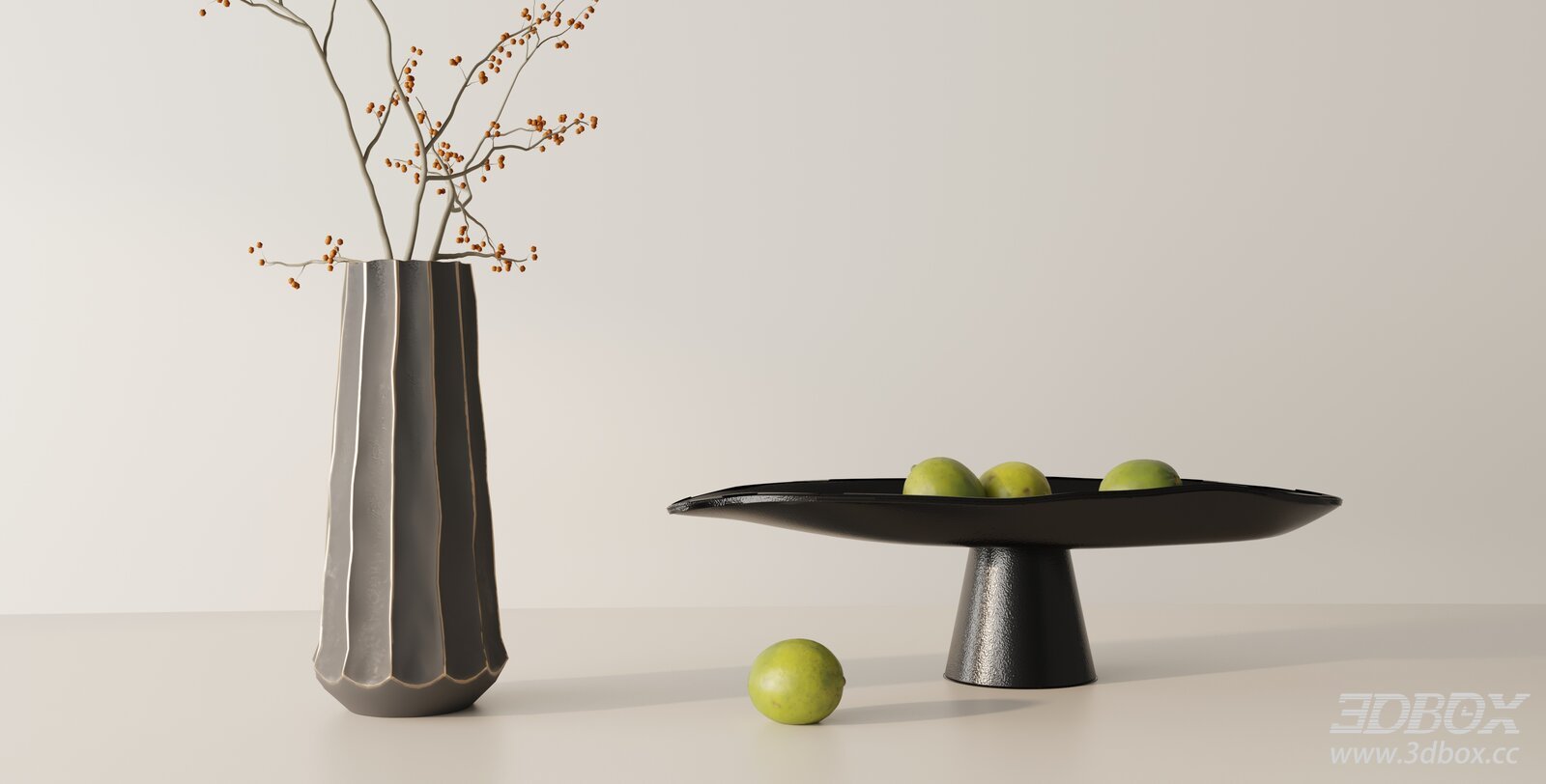 Modern Decorative Set with Vase and Fruit Tray
