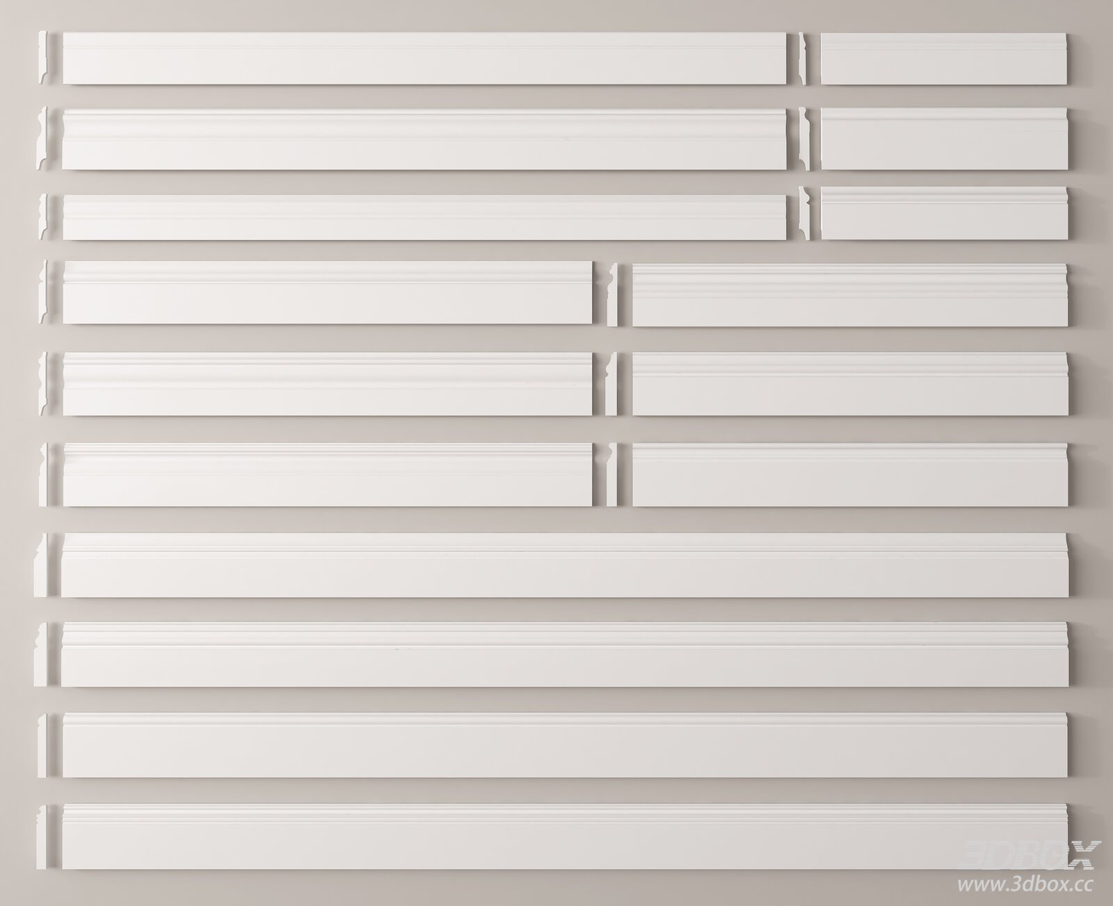 Modern White Plaster Skirting Board Baseboard Set