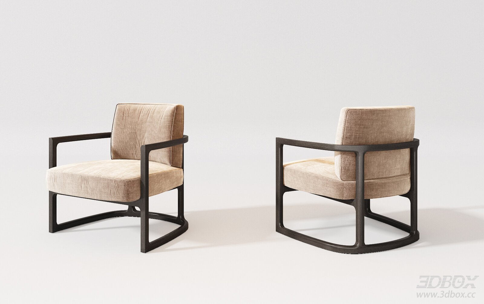 Modern Italian Style Velvet Armchair Wooden Frame Lounge Chair