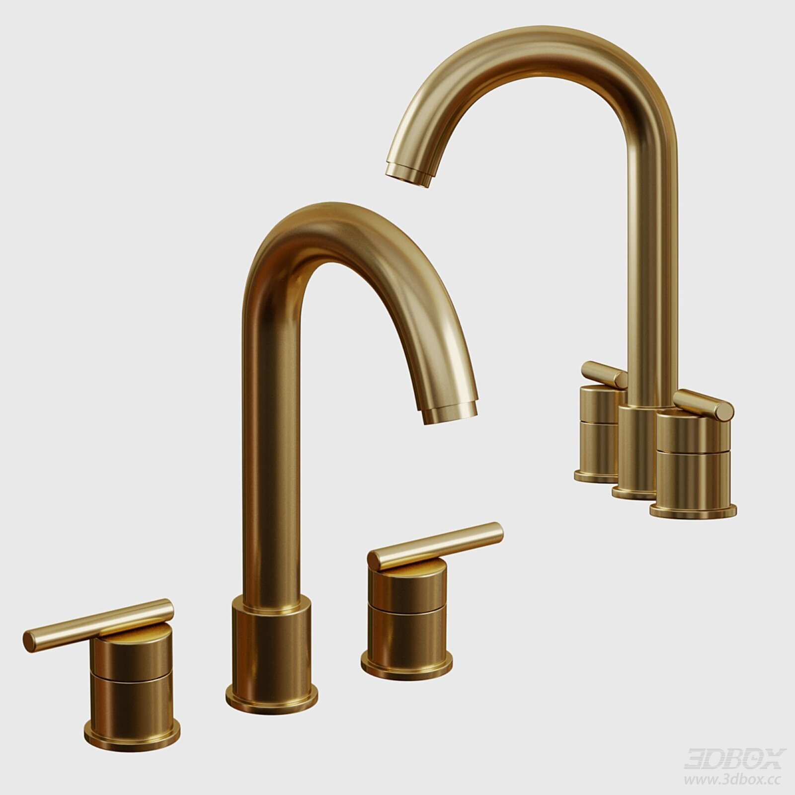 Brushed Gold Brass Bathroom Faucet Set