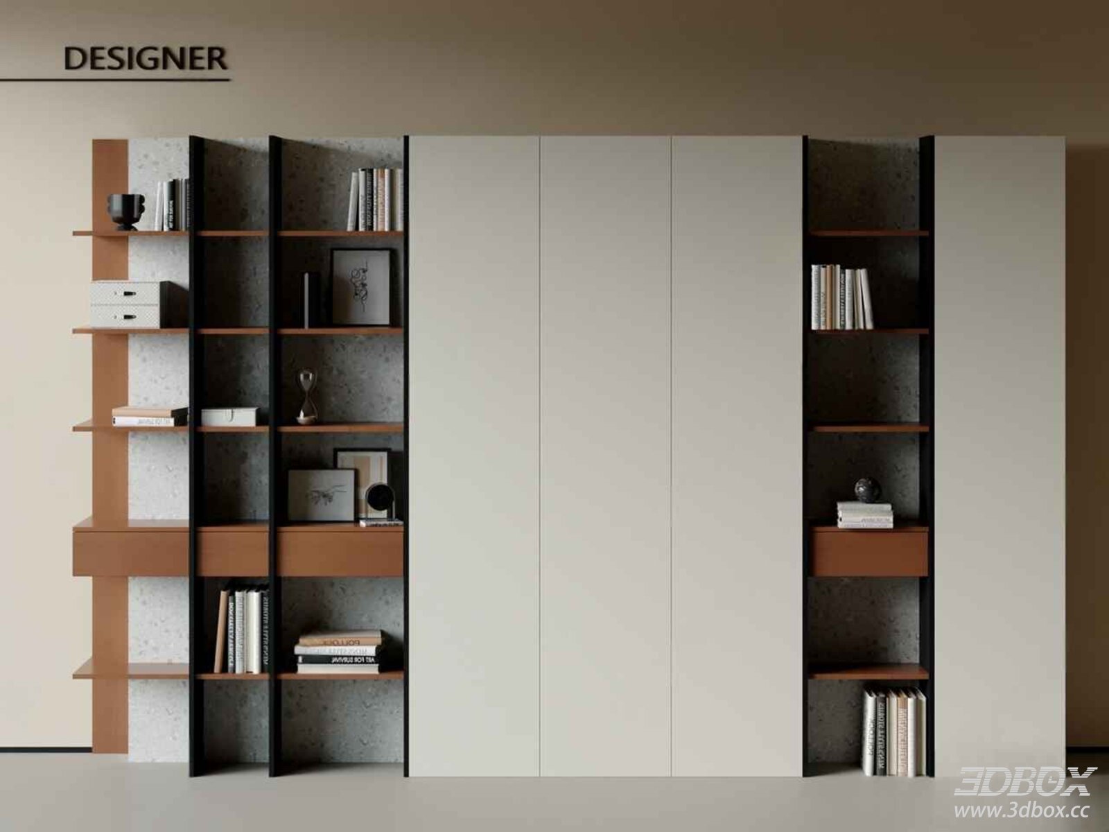 Modern Minimalist Bookshelf Display Cabinet with Decor