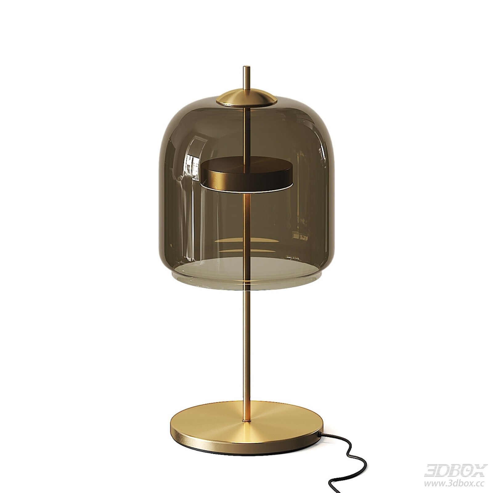 Modern Smoked Glass Brass Table Lamp