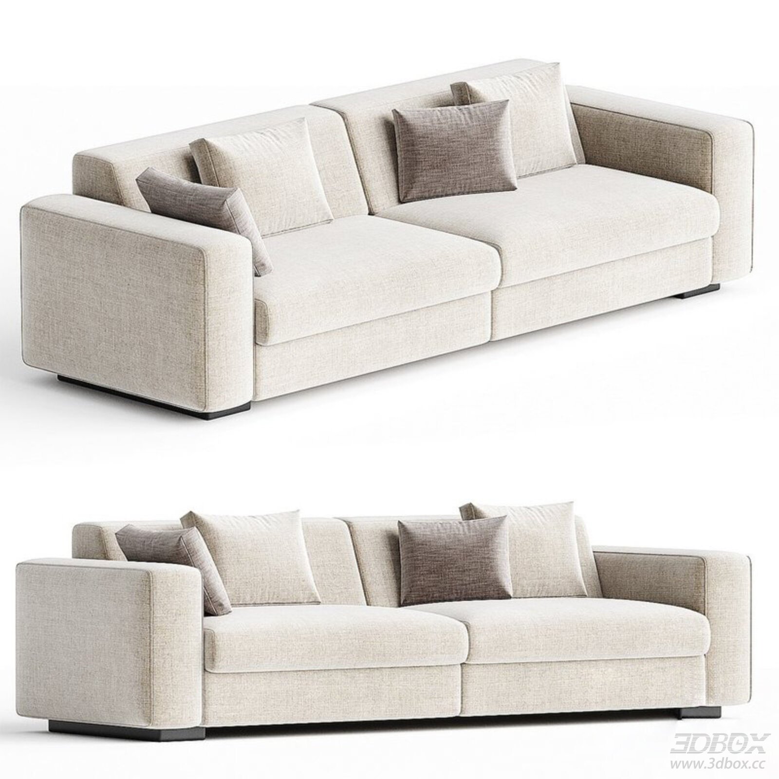 Modern 2-seater Fabric Upholstered Sofa with Throw Pillows