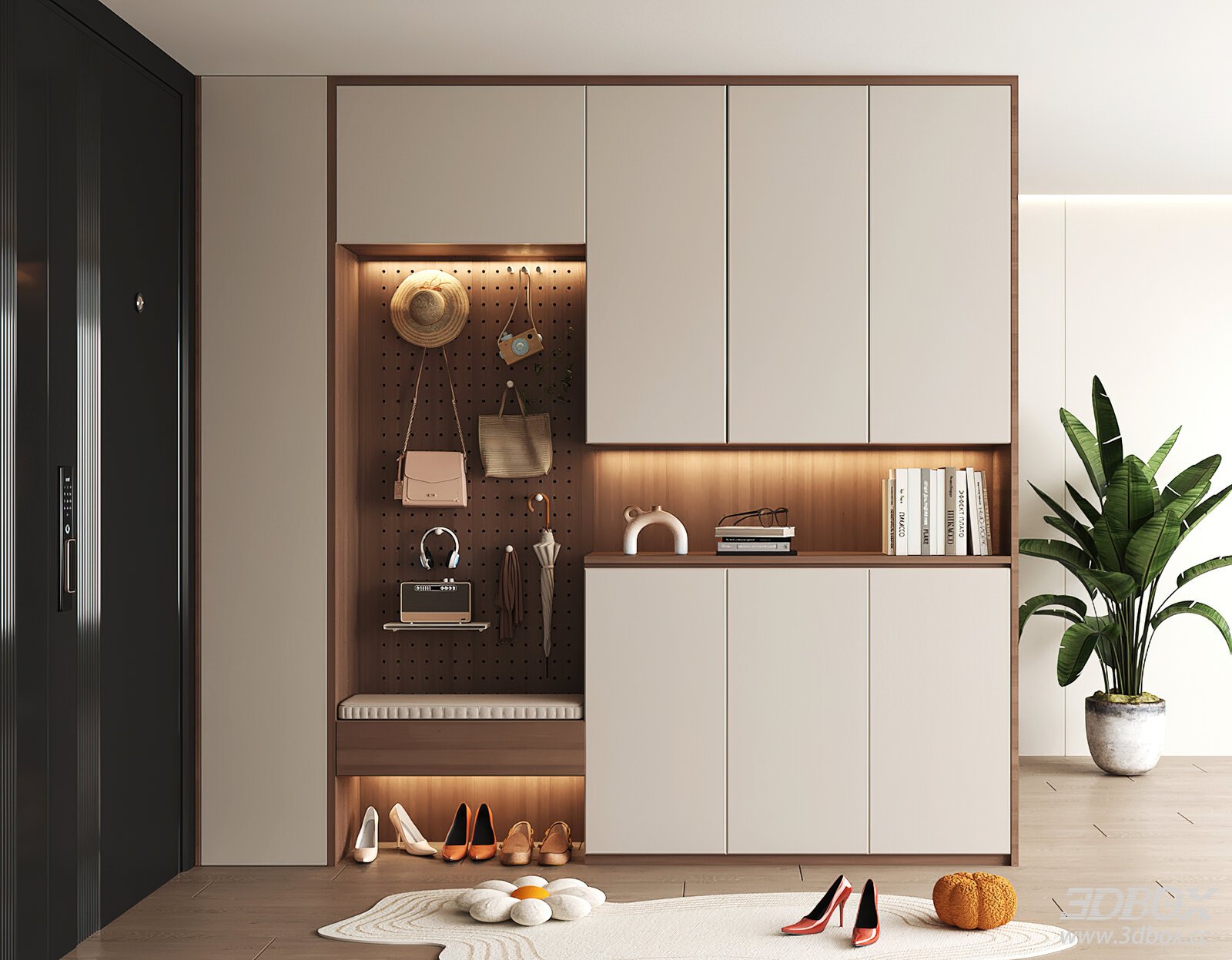 Modern Minimalist Hallway Shoe Storage Cabinet