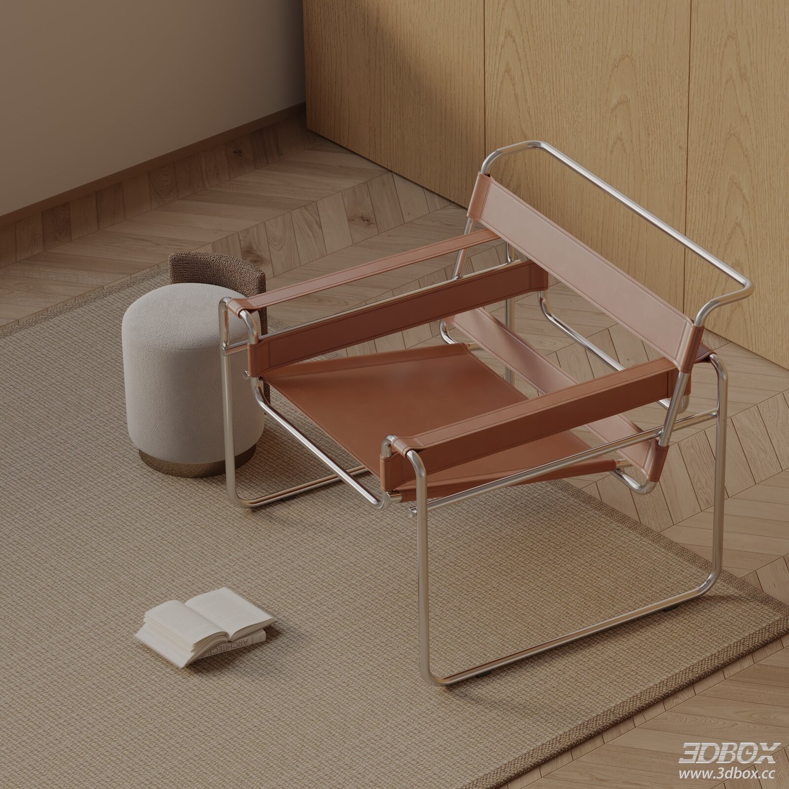 Modern Leather Armchair with Stainless Steel Frame