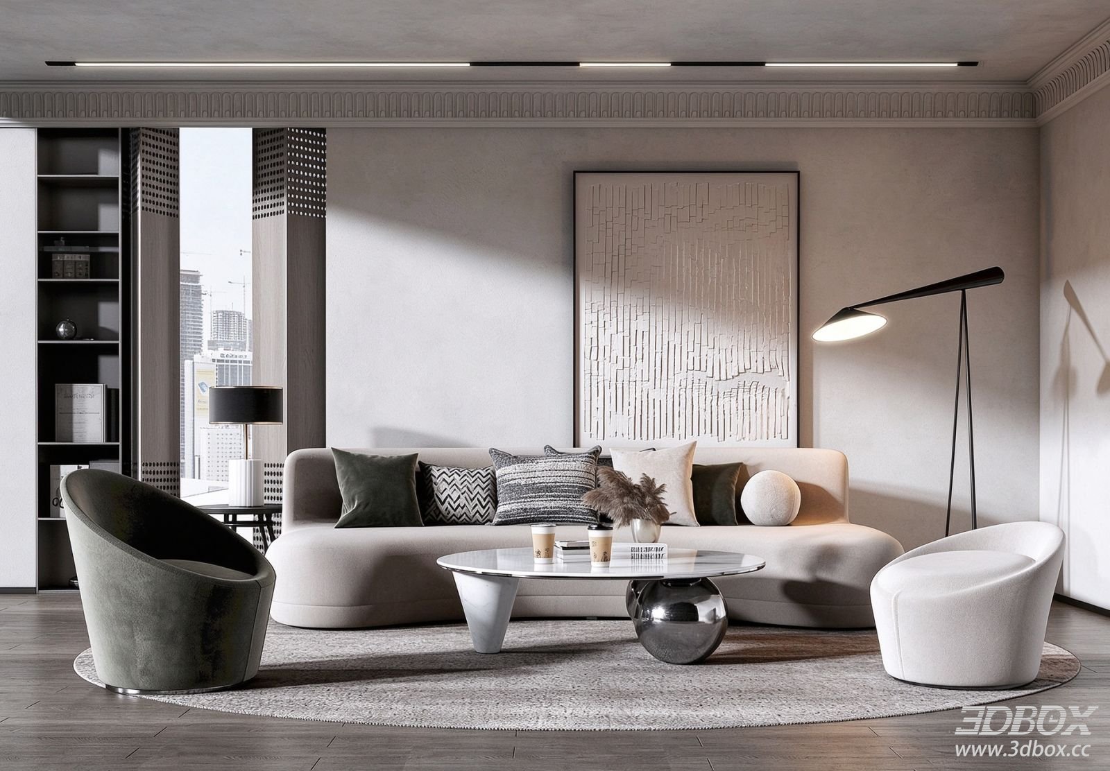 Modern Luxury Curved Sofa Living Room Interior Set
