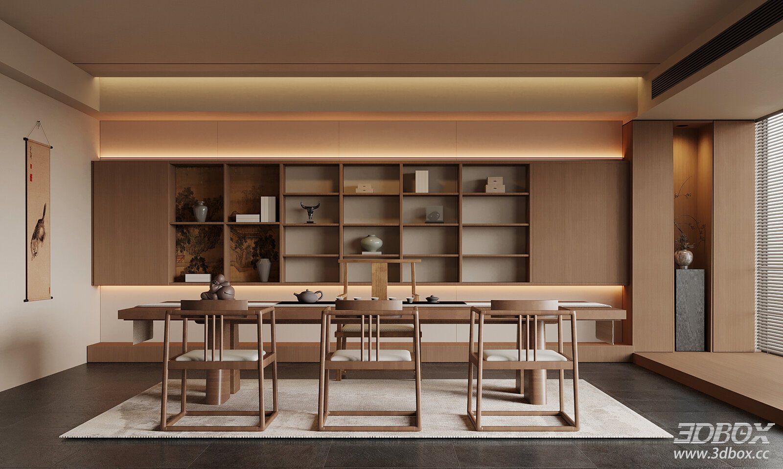 New Chinese Style Minimalist Tea Room Interior