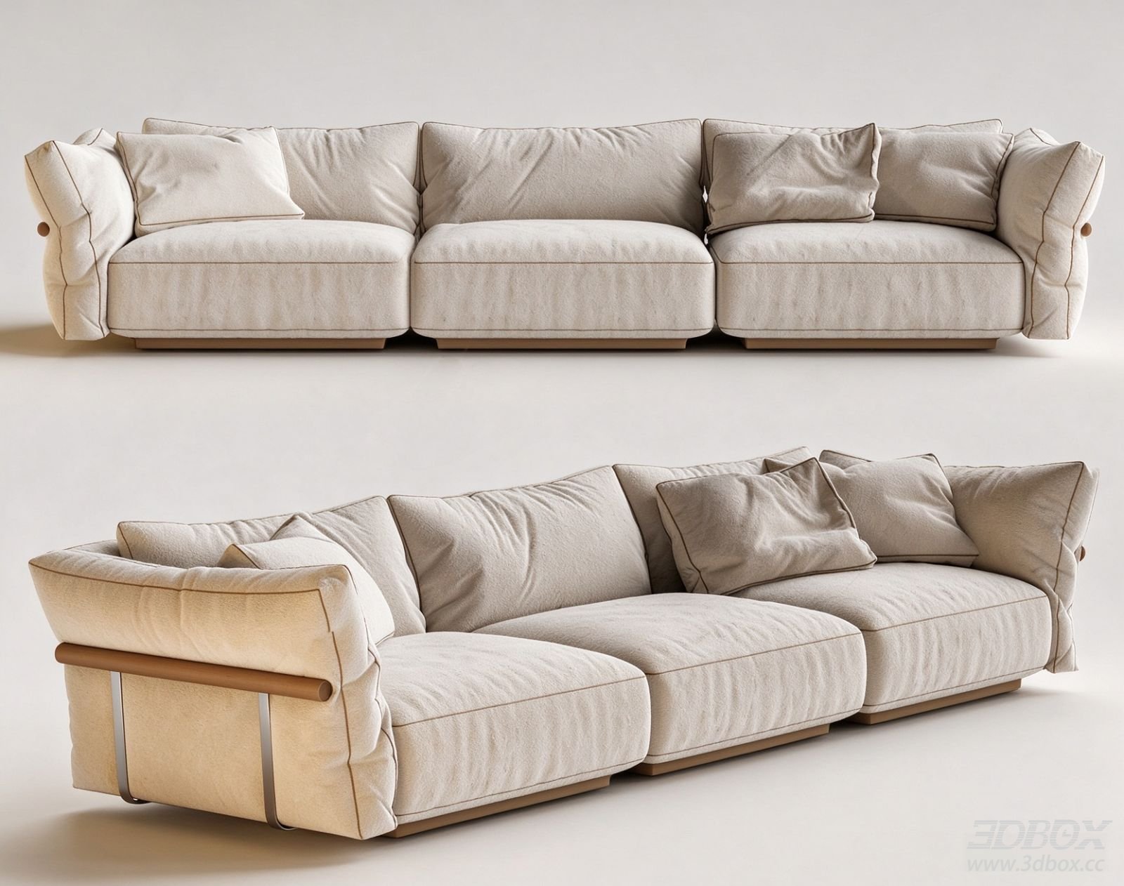 Modern 3-seater Fabric Upholstered Sofa Set