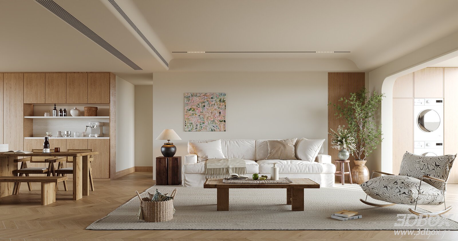 Mid-century Modern Living and Dining Room Interior