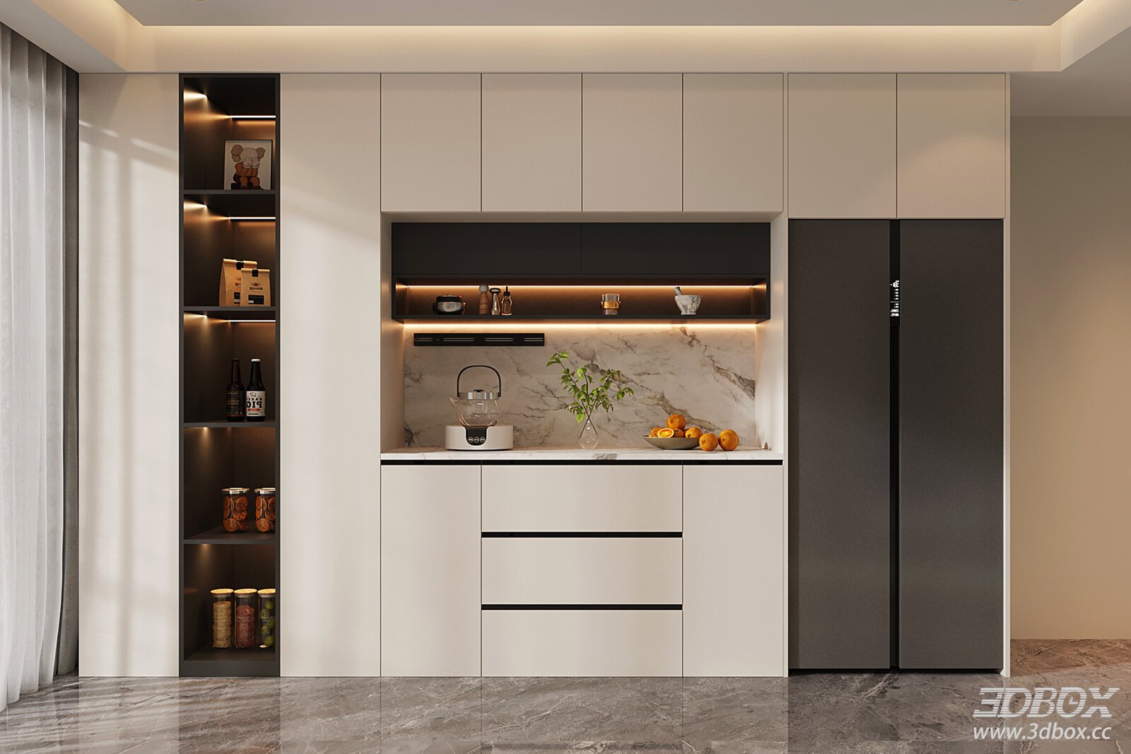 Modern Built-in Wine Cabinet with Refrigerator