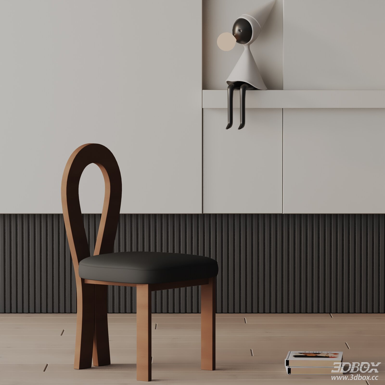 Modern Minimalist Wooden Dining Chair with Leather Seat