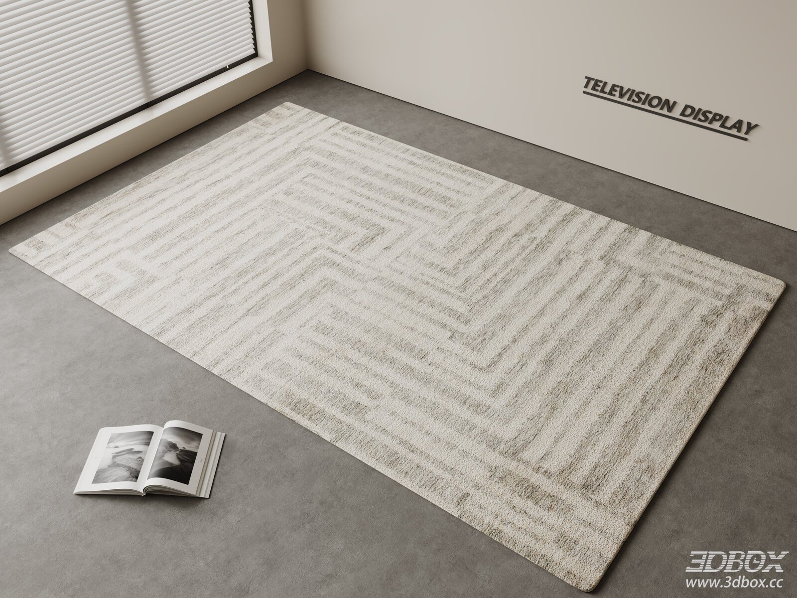 Modern Minimalist Cream Geometric Square Living Room Carpet