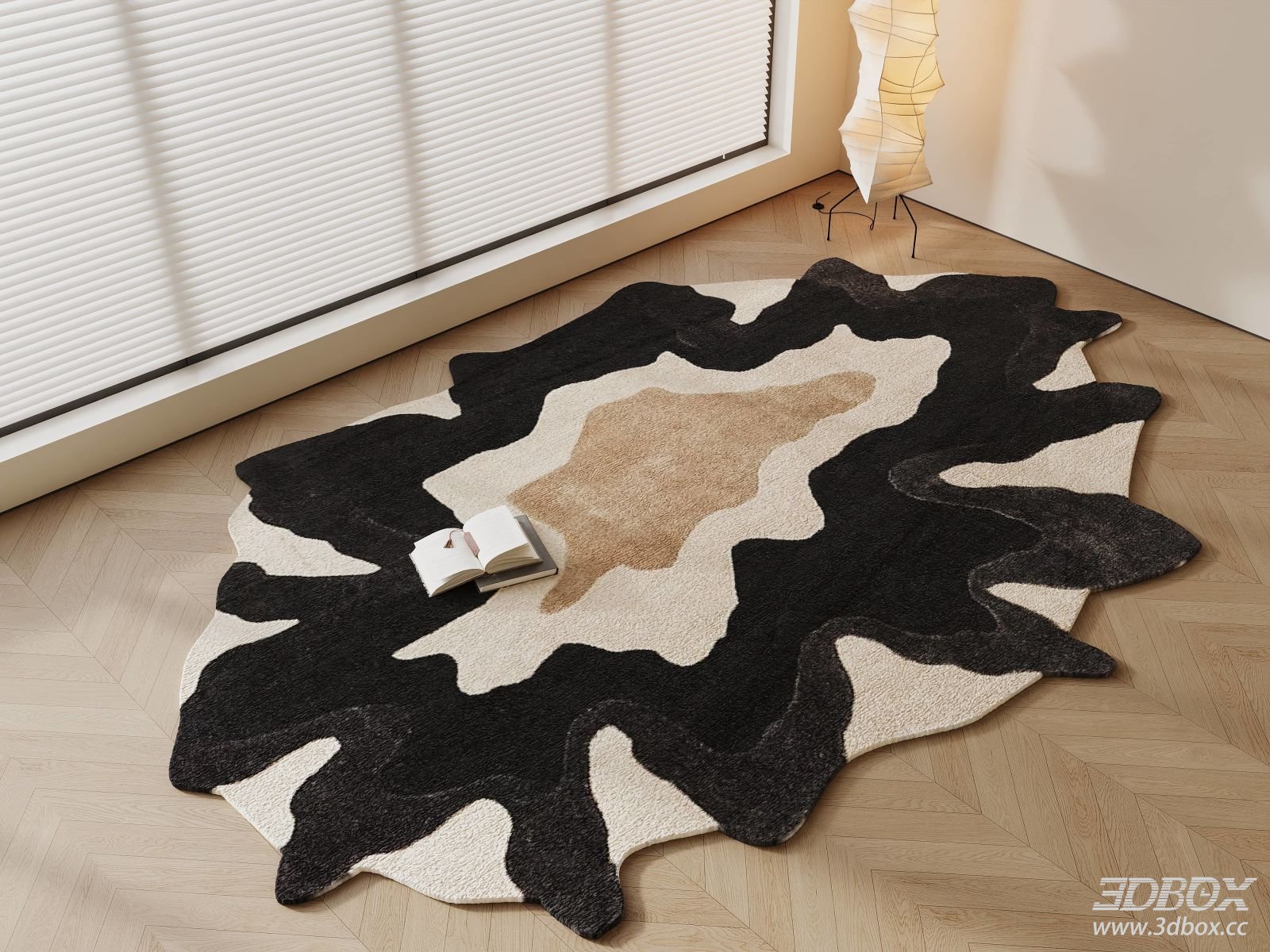 Vintage Mid-century Abstract Irregular Tufted Carpet