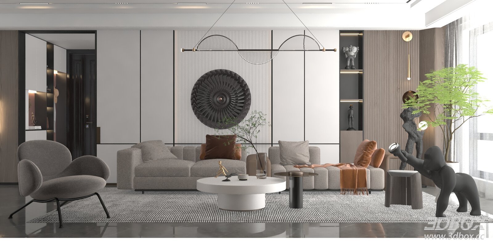 Modern Minimalist Living Room Interior Scene