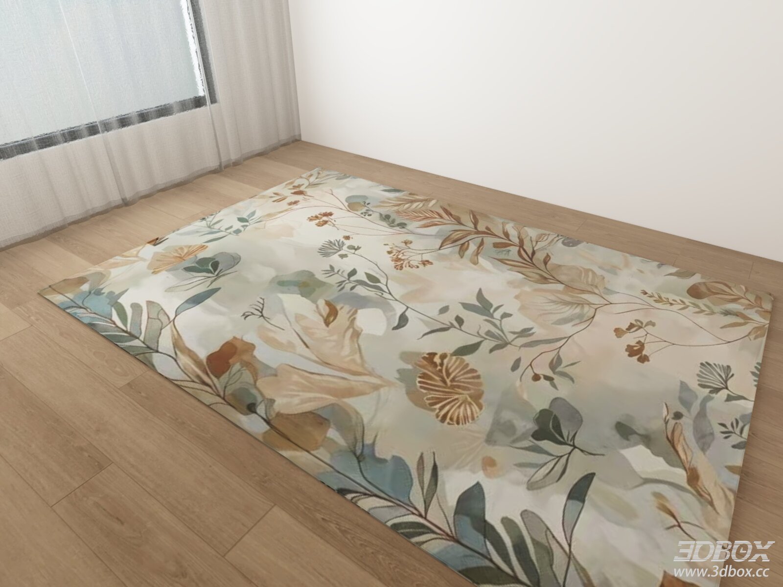 Watercolor Floral Pattern Carpet