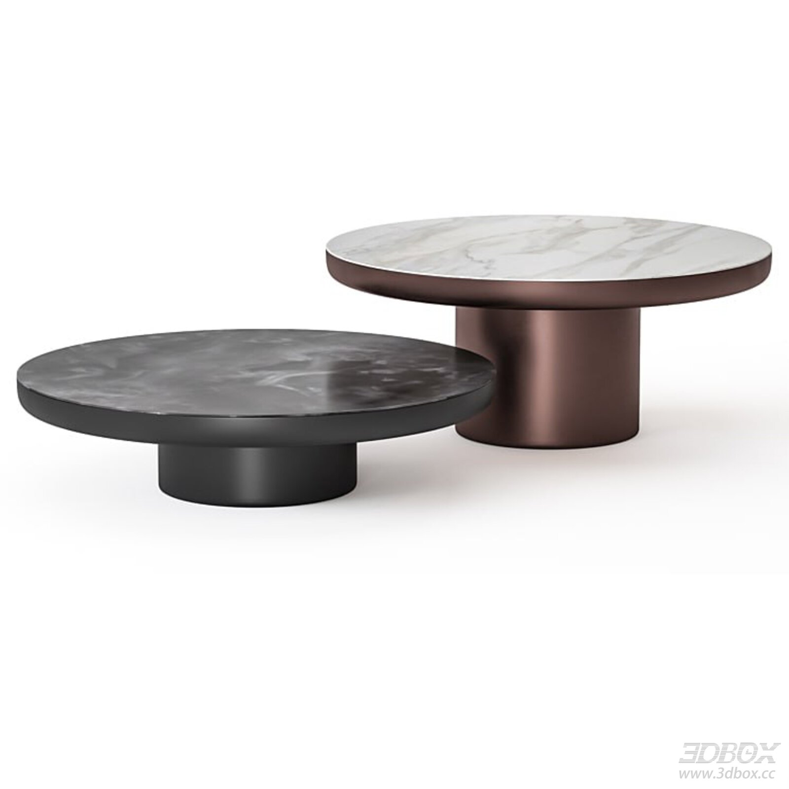 Modern Round Marble Top Nesting Coffee Tables Set