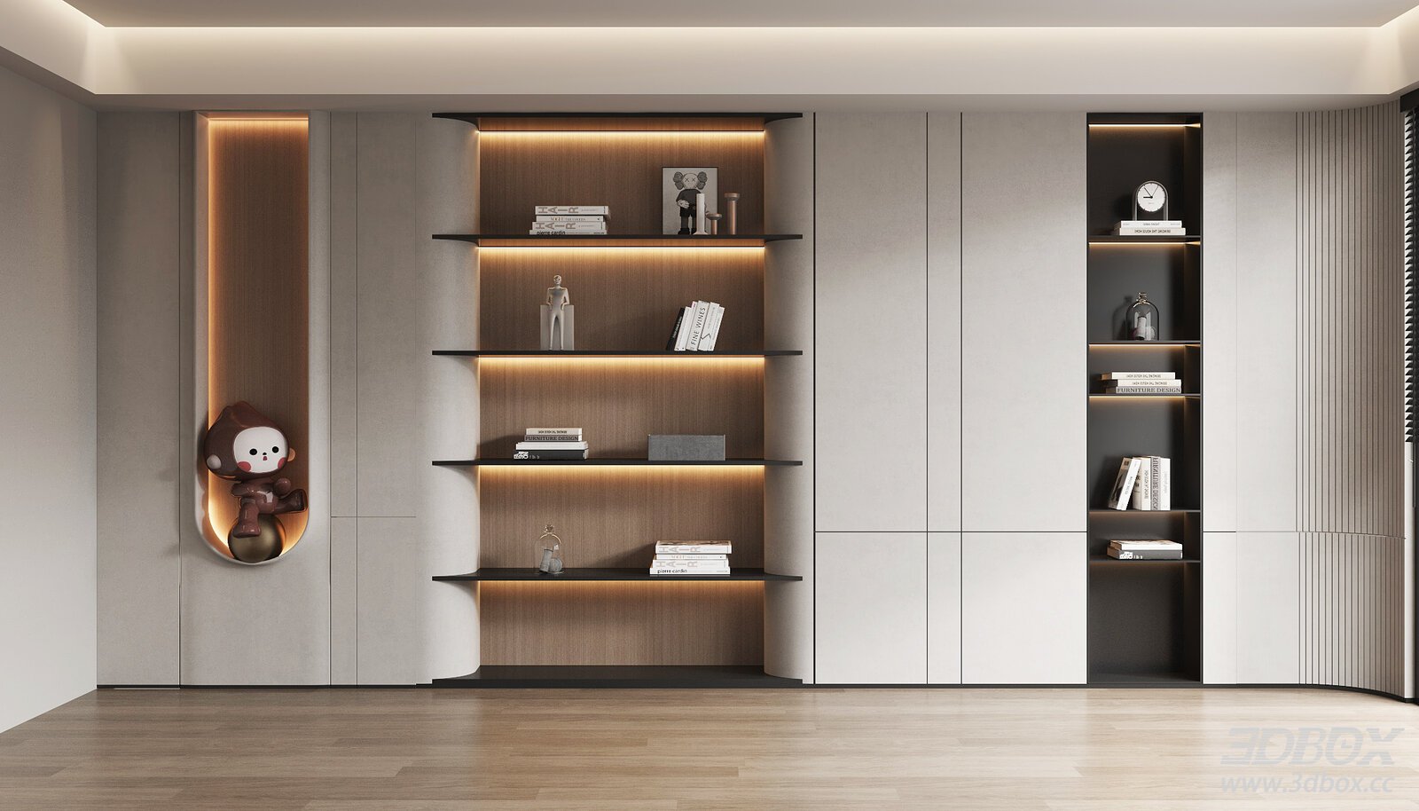 Modern Minimalist Display Bookshelf with LED Lighting