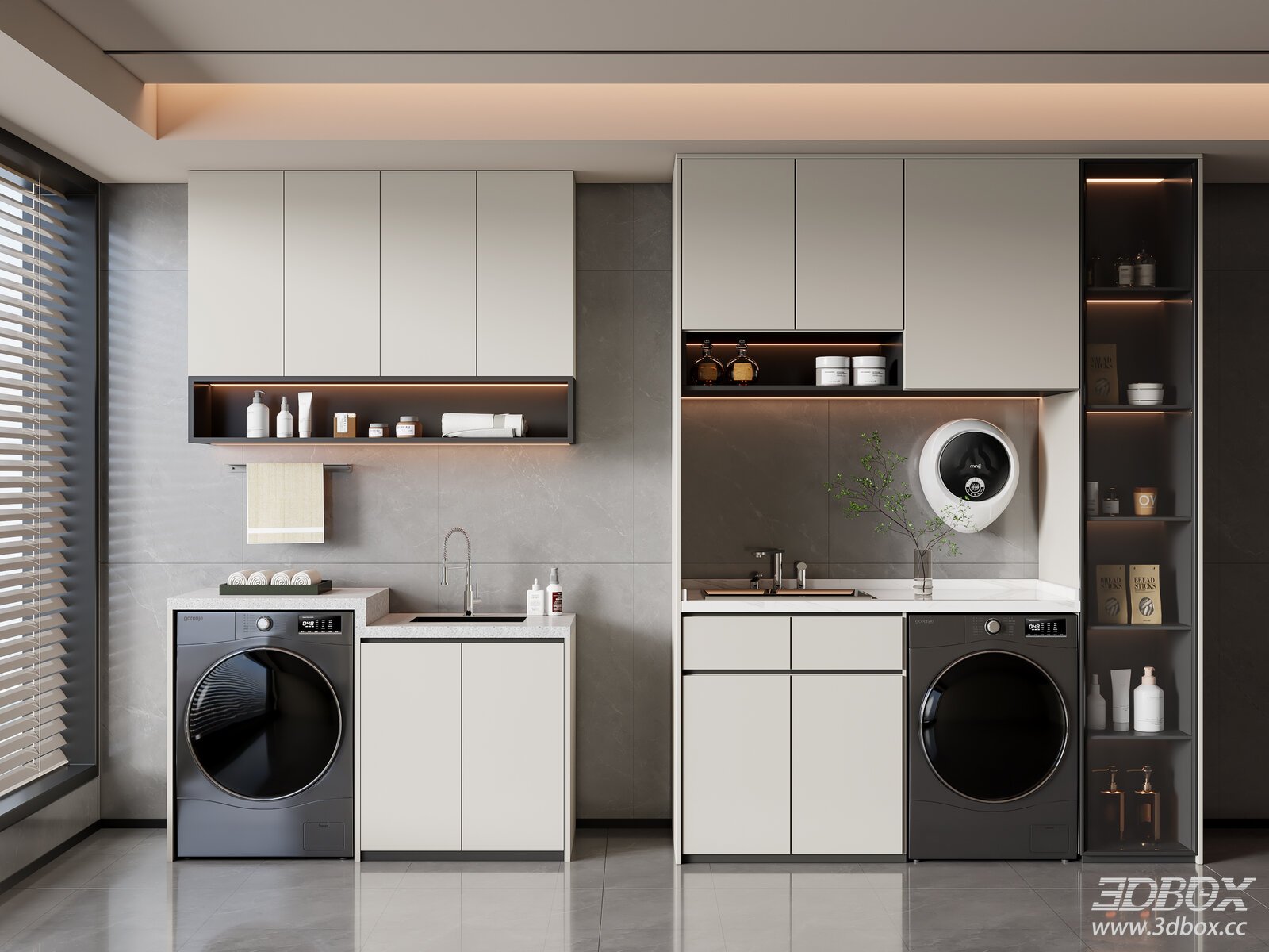 Modern Laundry Cabinet with Washer and Dryer