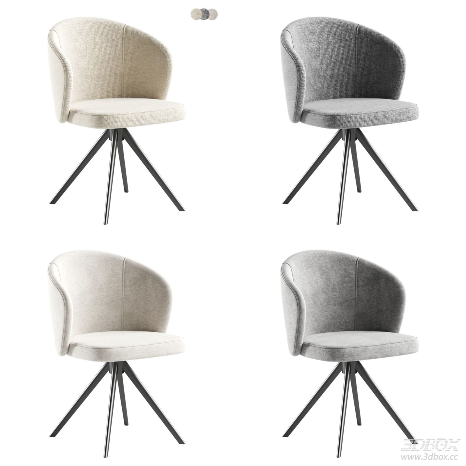 Modern Fabric Upholstered Swivel Chair with Metal Legs