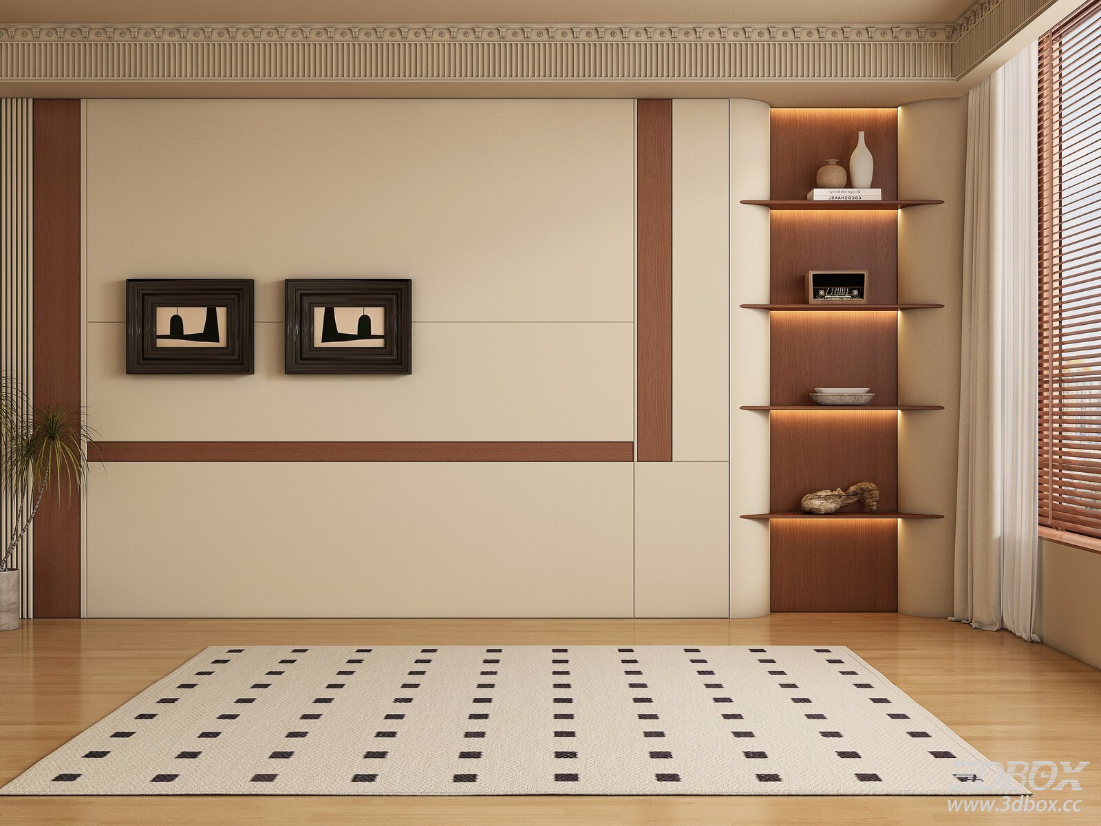 Mid Century Modern TV Feature Wall with Display Shelves