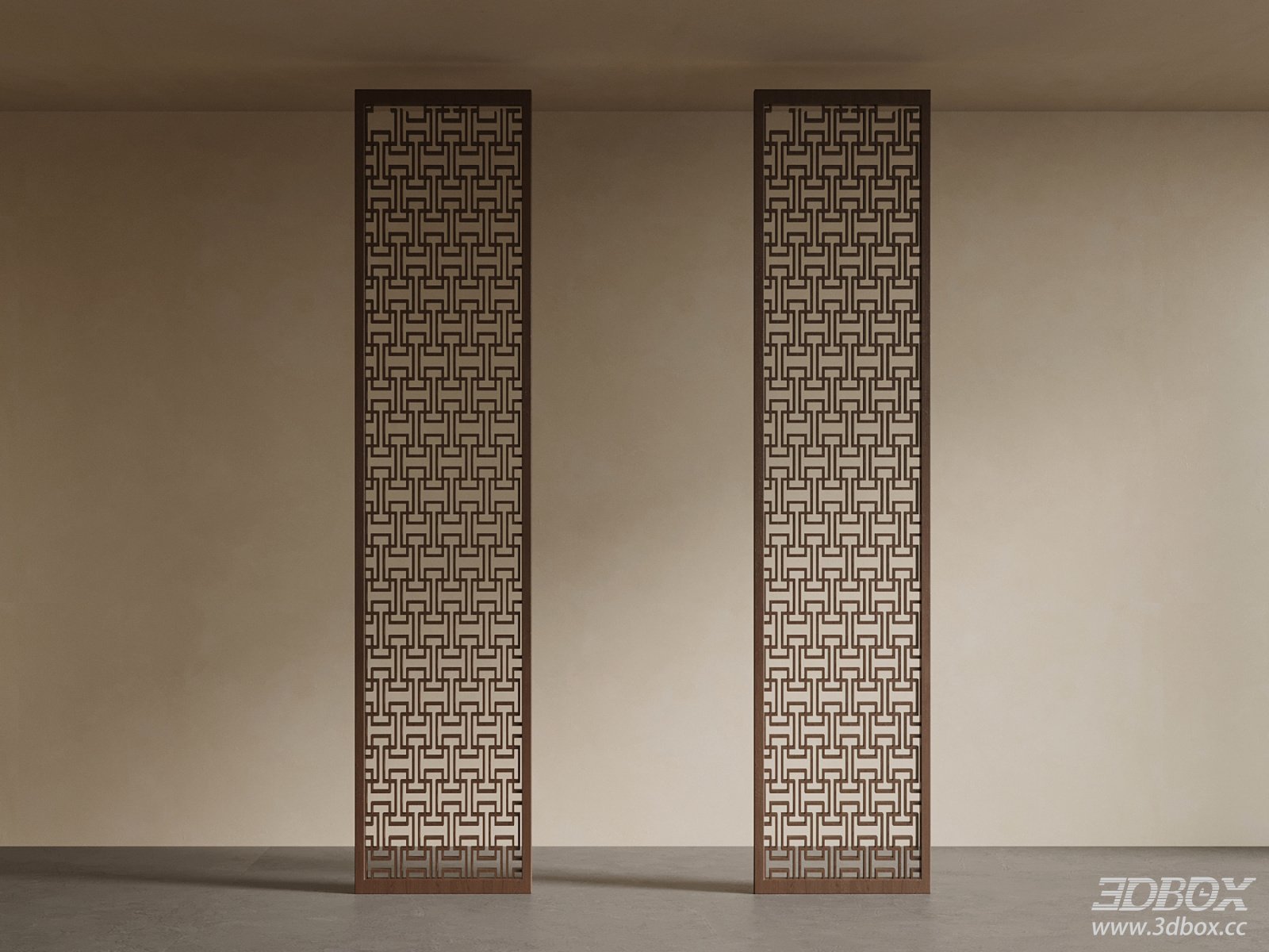 New Chinese Style Wooden Lattice Partition Screen Set