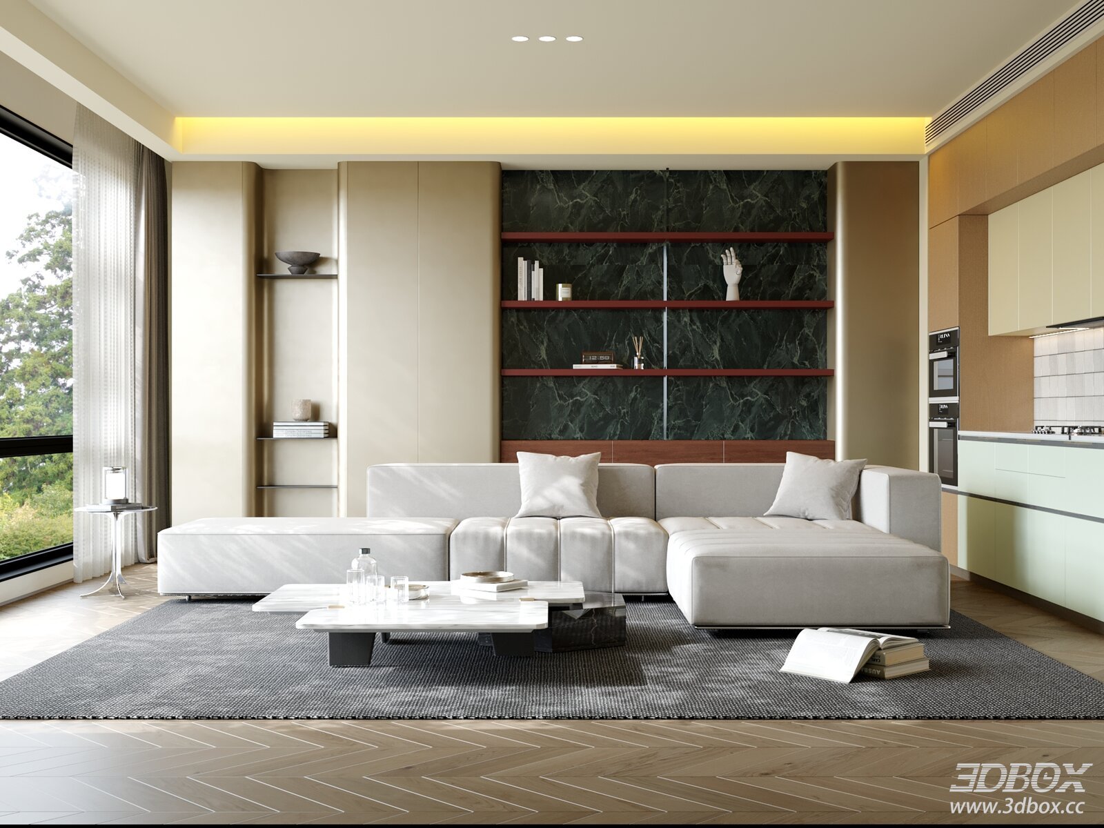 Modern Minimalist Living Room Interior Scene