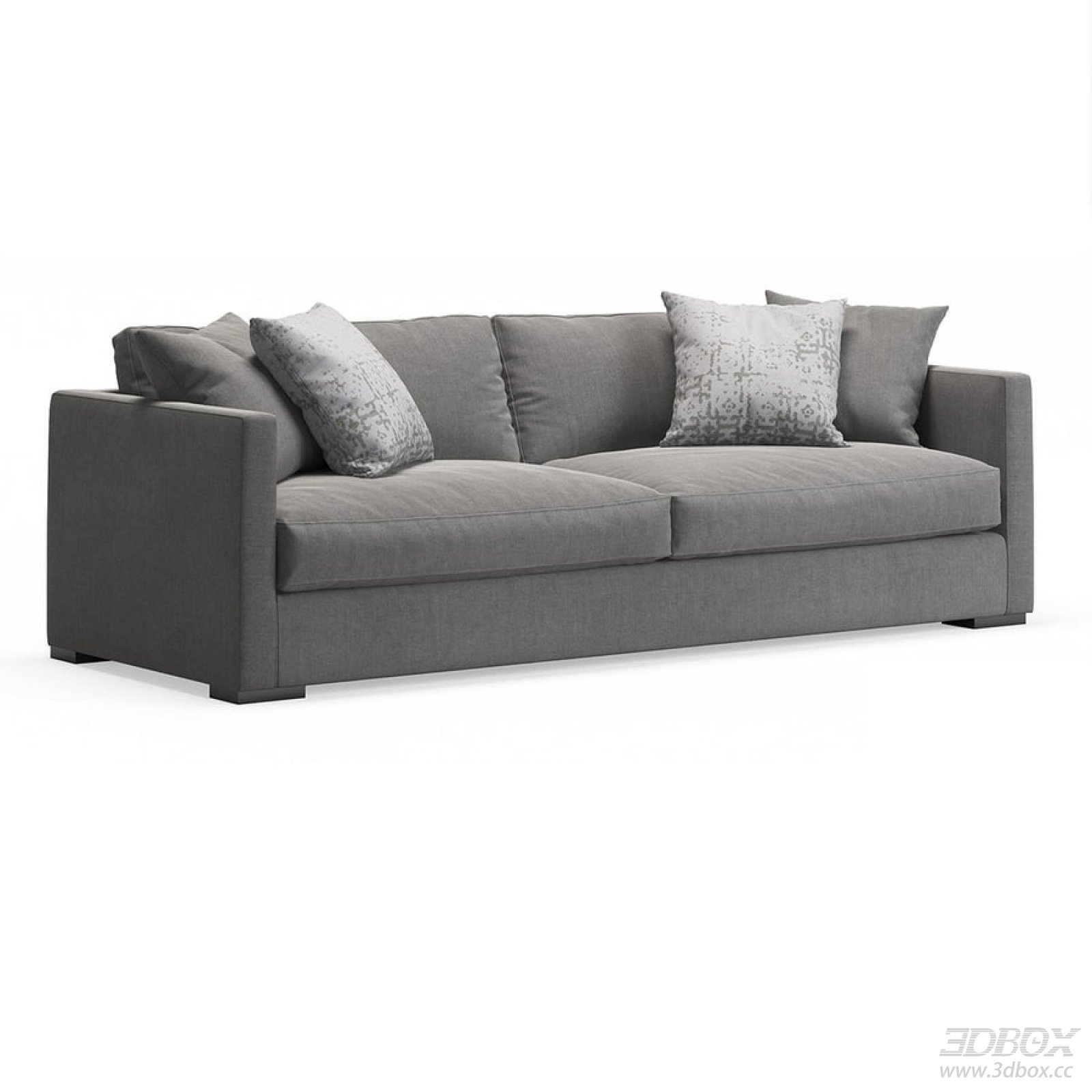 Modern Grey Fabric Two Seater Sofa with Decorative Pillows