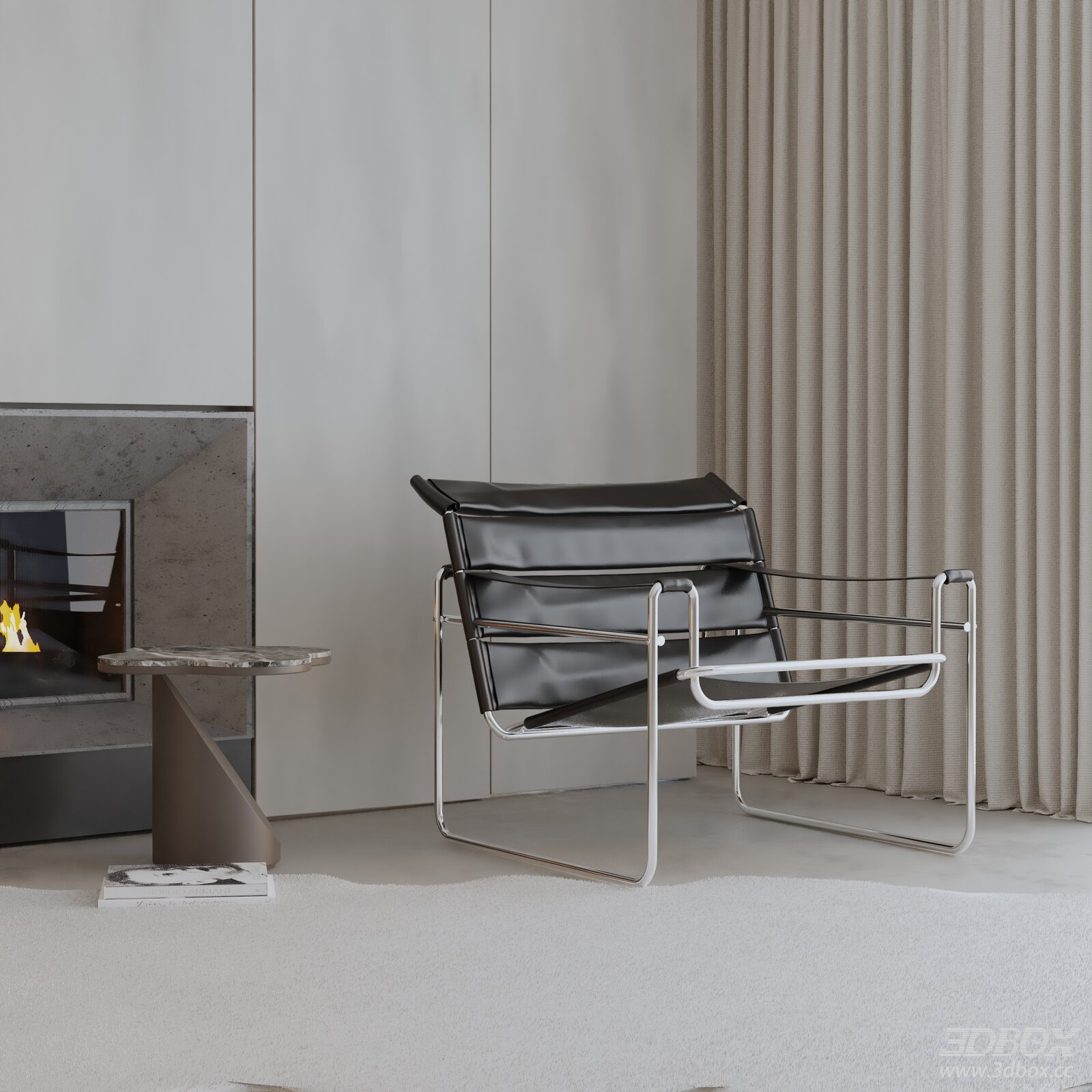 Modern Minimalist Leather Metal Frame Lounge Armchair