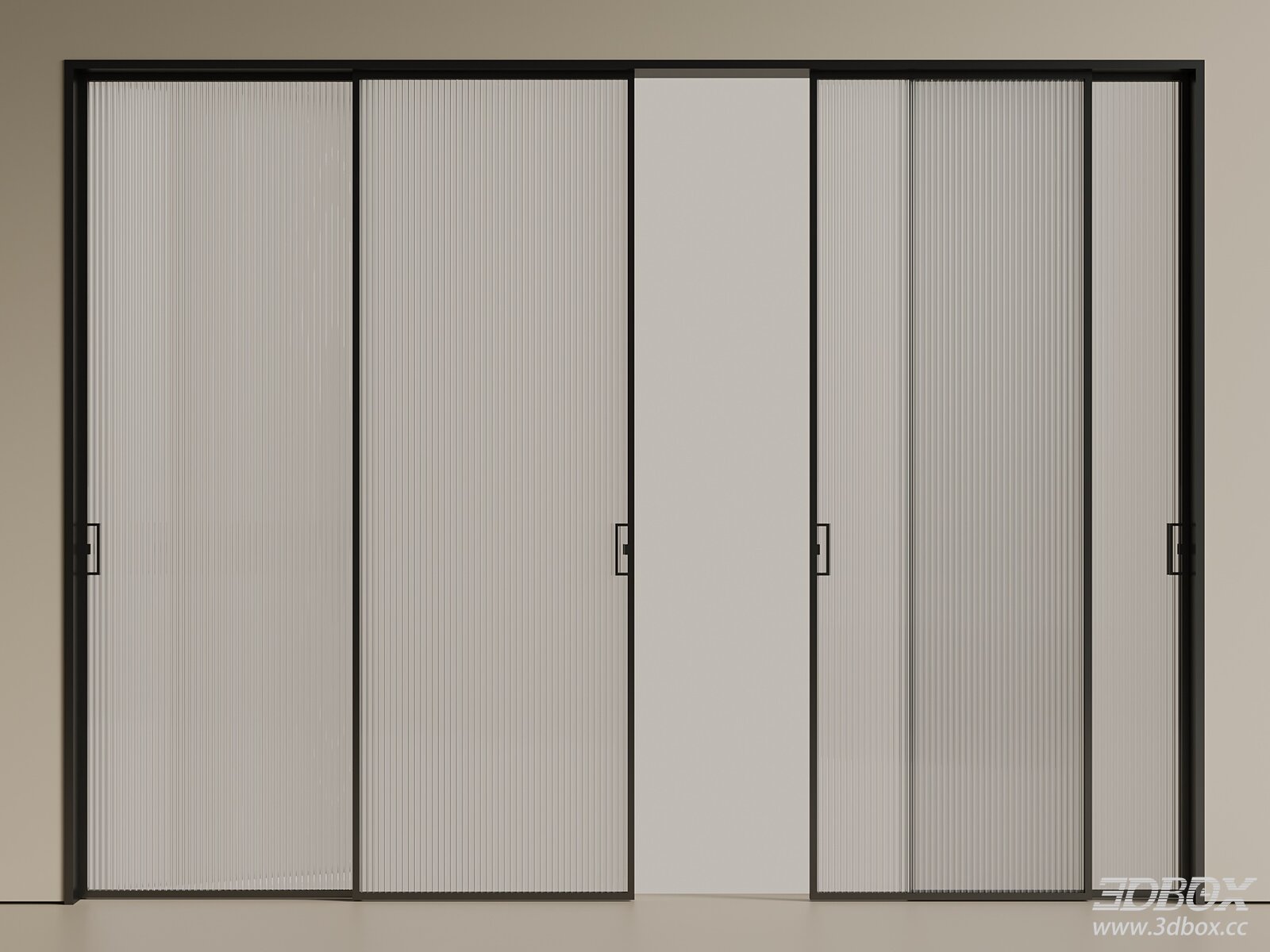 Modern Minimalist Fluted Glass Sliding Door