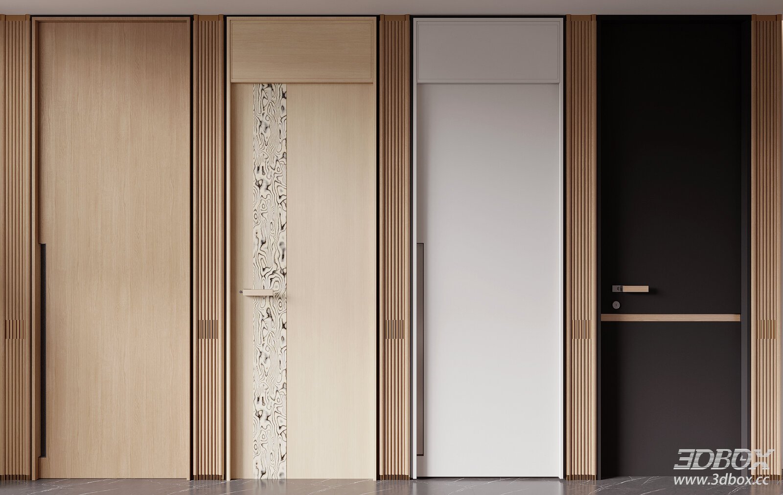 Modern Minimalist Interior Door Set Wooden Hidden Door Collection