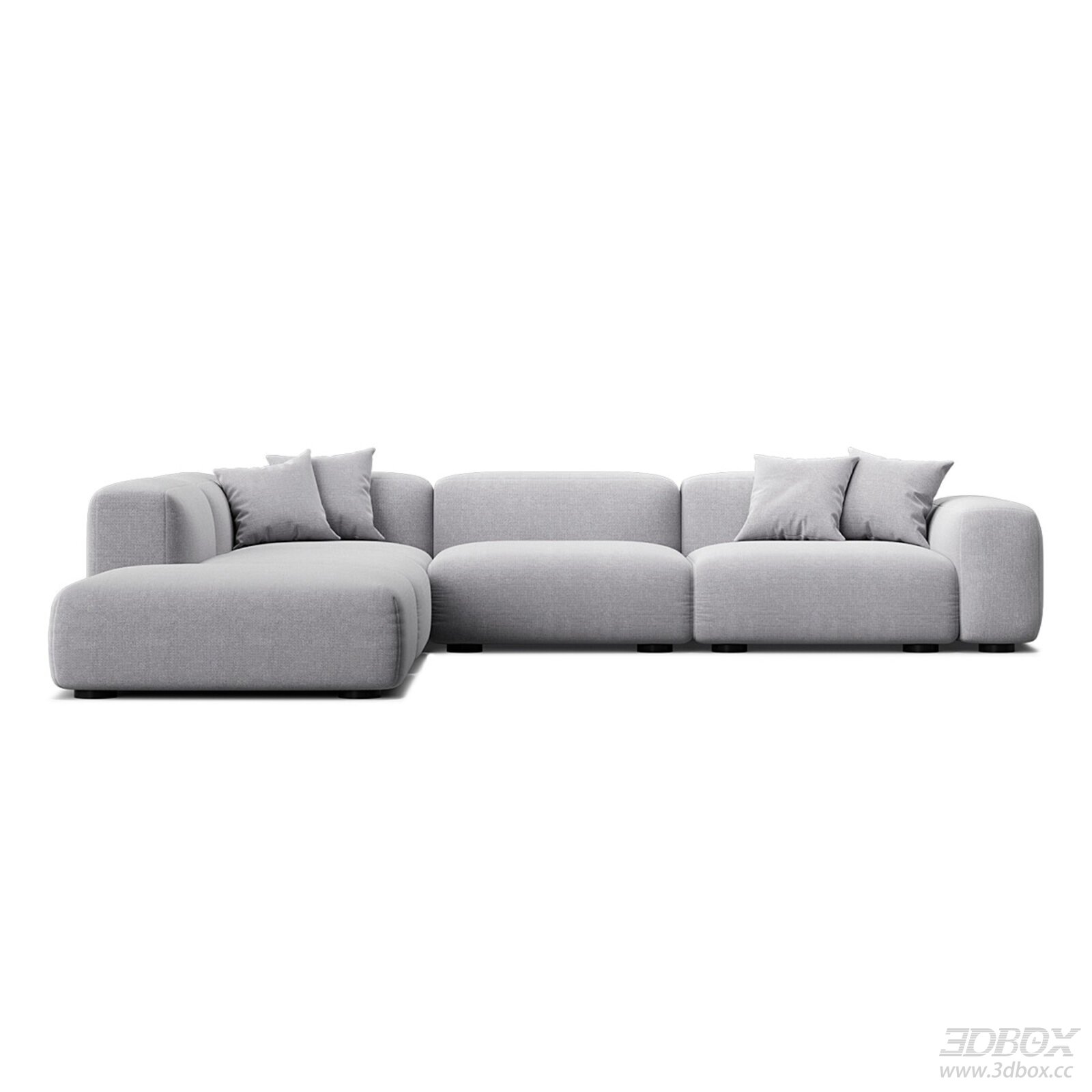 Modern Minimalist Light Gray Fabric Sectional Sofa Set