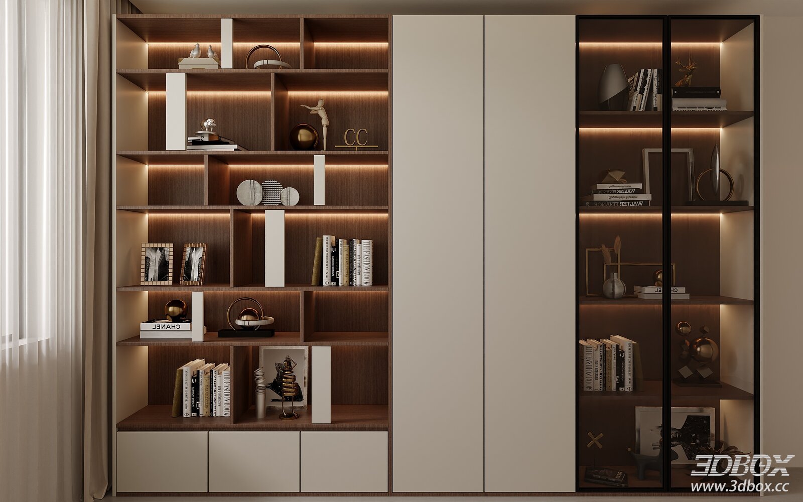 Modern Minimalist Mid-century Display Bookcase Storage Cabinet